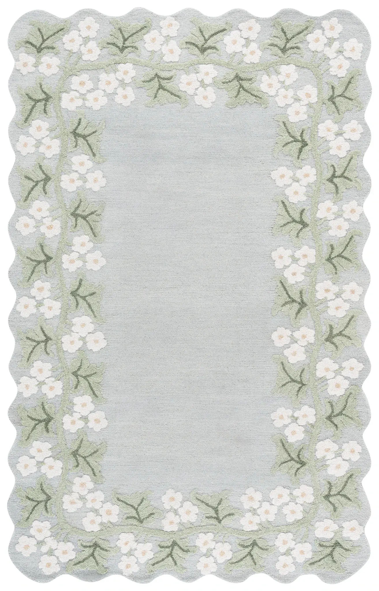 Jardin Scalloped Floral Border Hand-Tufted Wool Rug