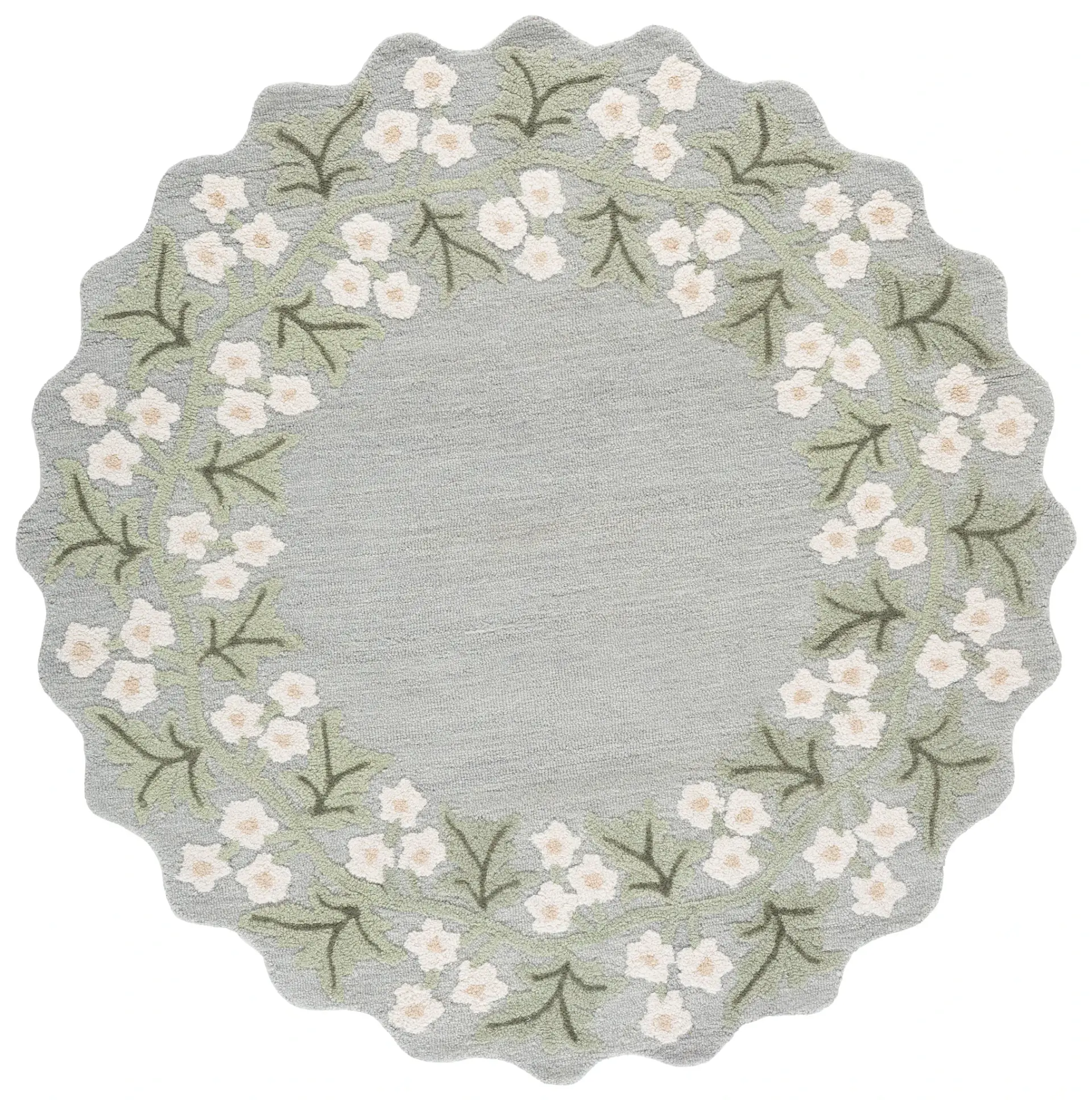 Jardin Scalloped Floral Border Hand-Tufted Wool Rug