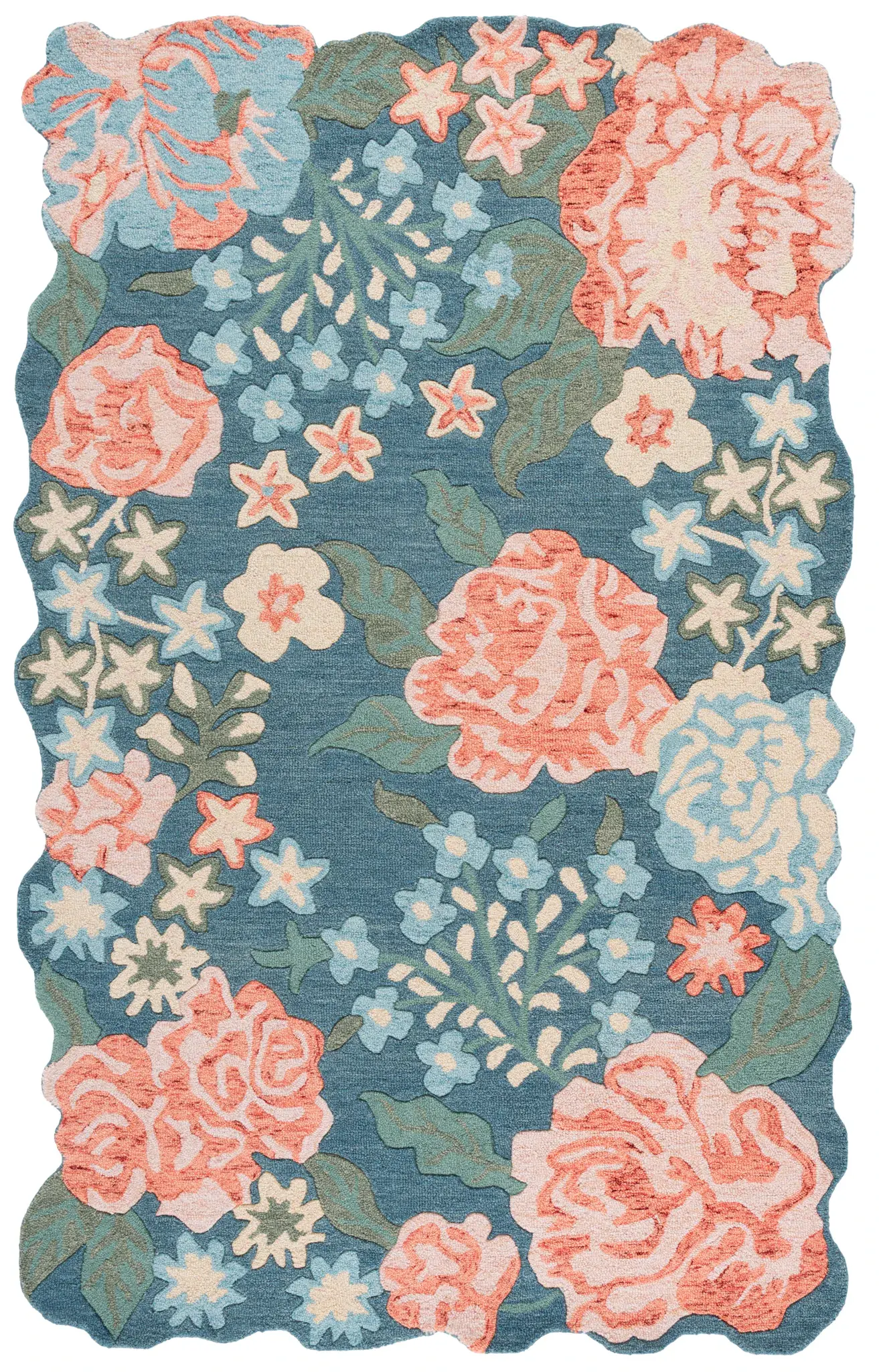 Jardin Scalloped Rose Garden Hand-Tufted Wool Rug