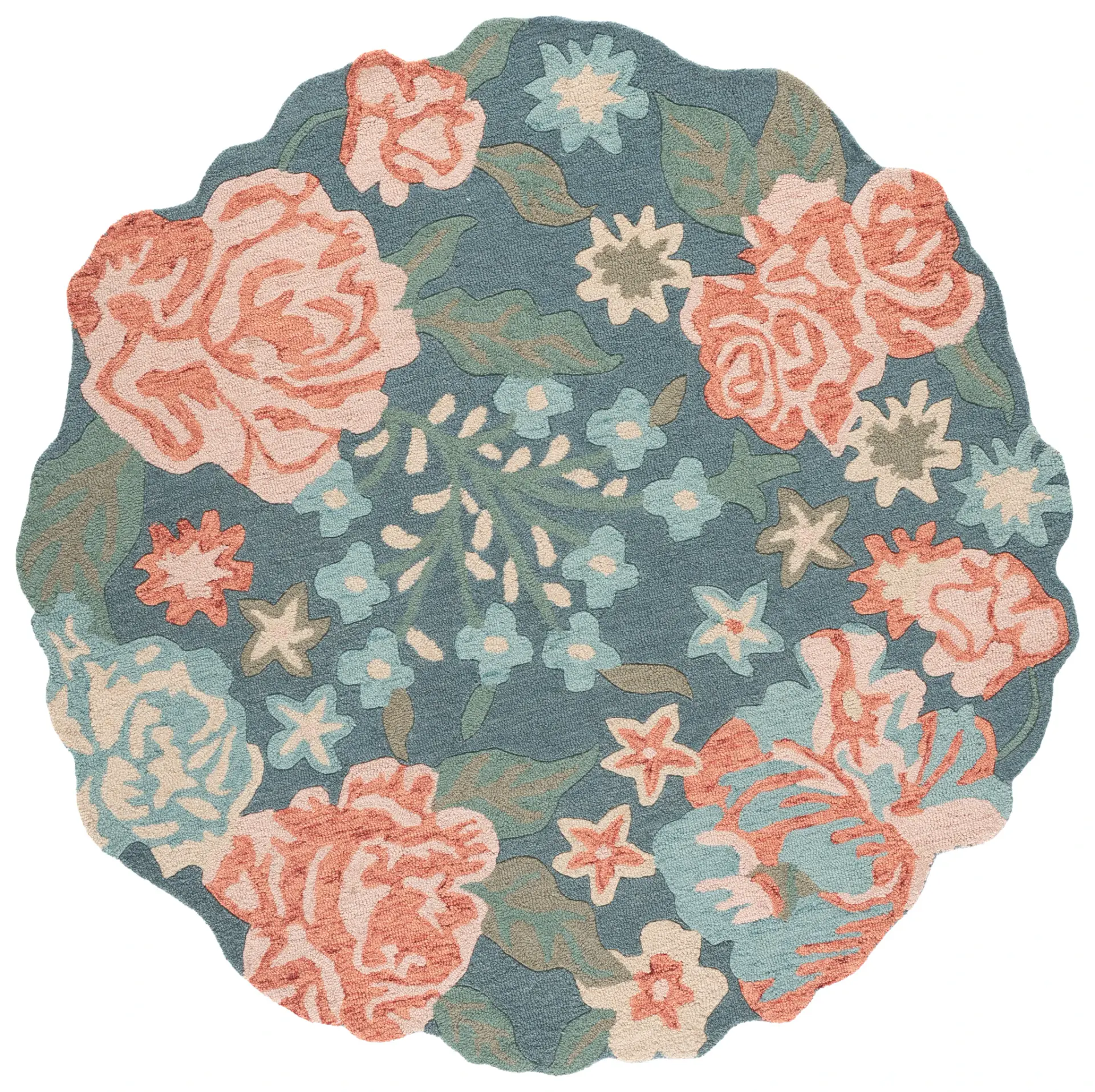 Jardin Scalloped Rose Garden Hand-Tufted Wool Rug