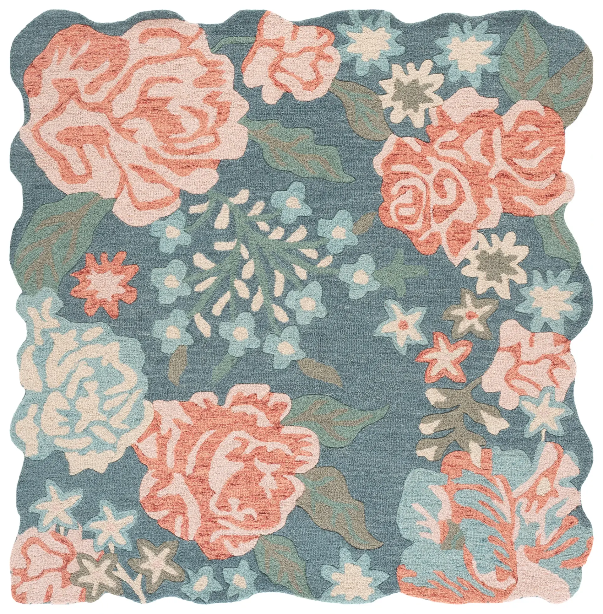 Jardin Scalloped Rose Garden Hand-Tufted Wool Rug