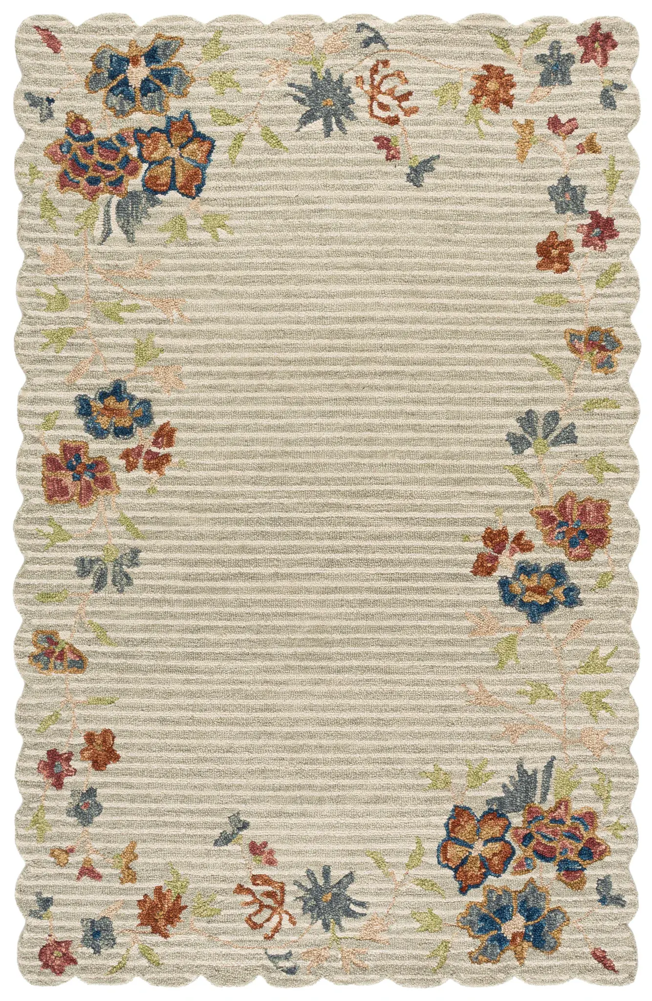 Jardin Scalloped Bordered Floral Hand-Tufted Wool Rug