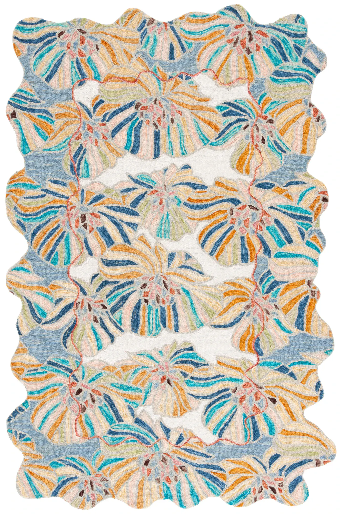 Jardin Scalloped Striped Petal Hand-Tufted Wool Rug