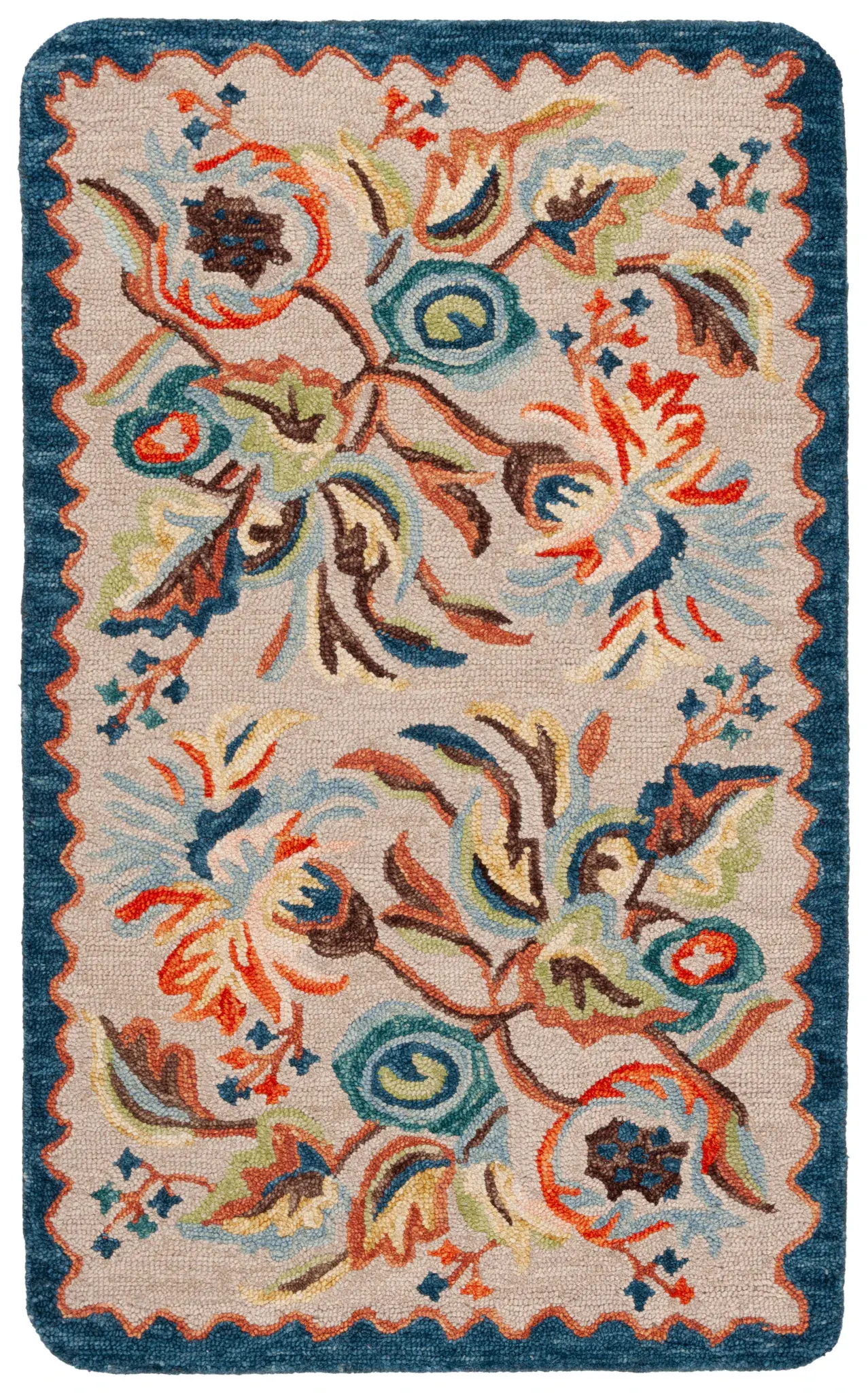 Jardin Scalloped Floral Vine Hand-Tufted Wool Rug