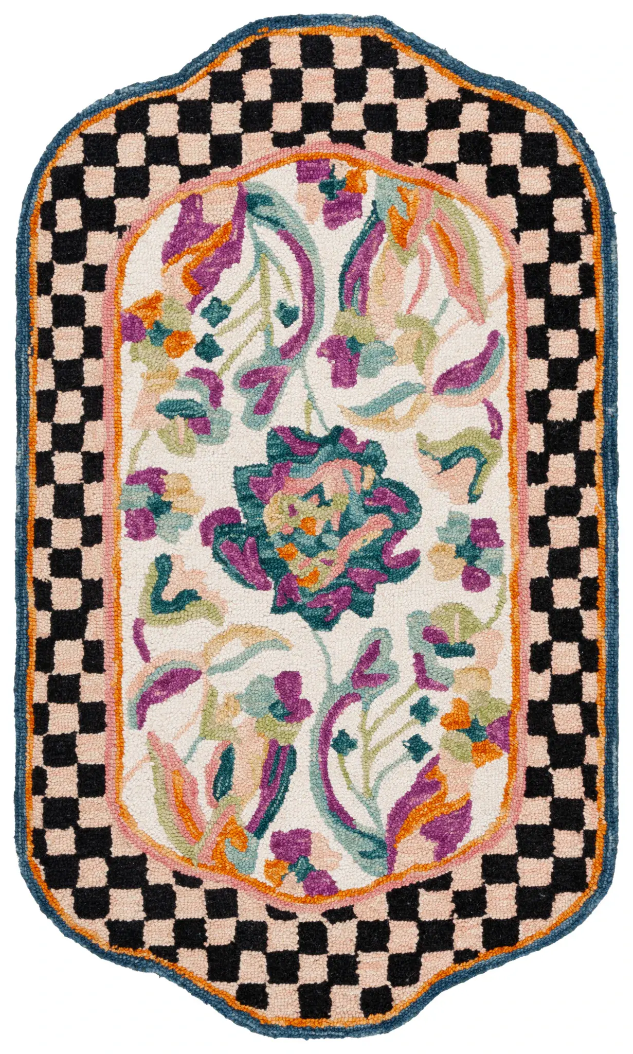 Jardin Floral Checkerboard Hand-Tufted Wool Rug