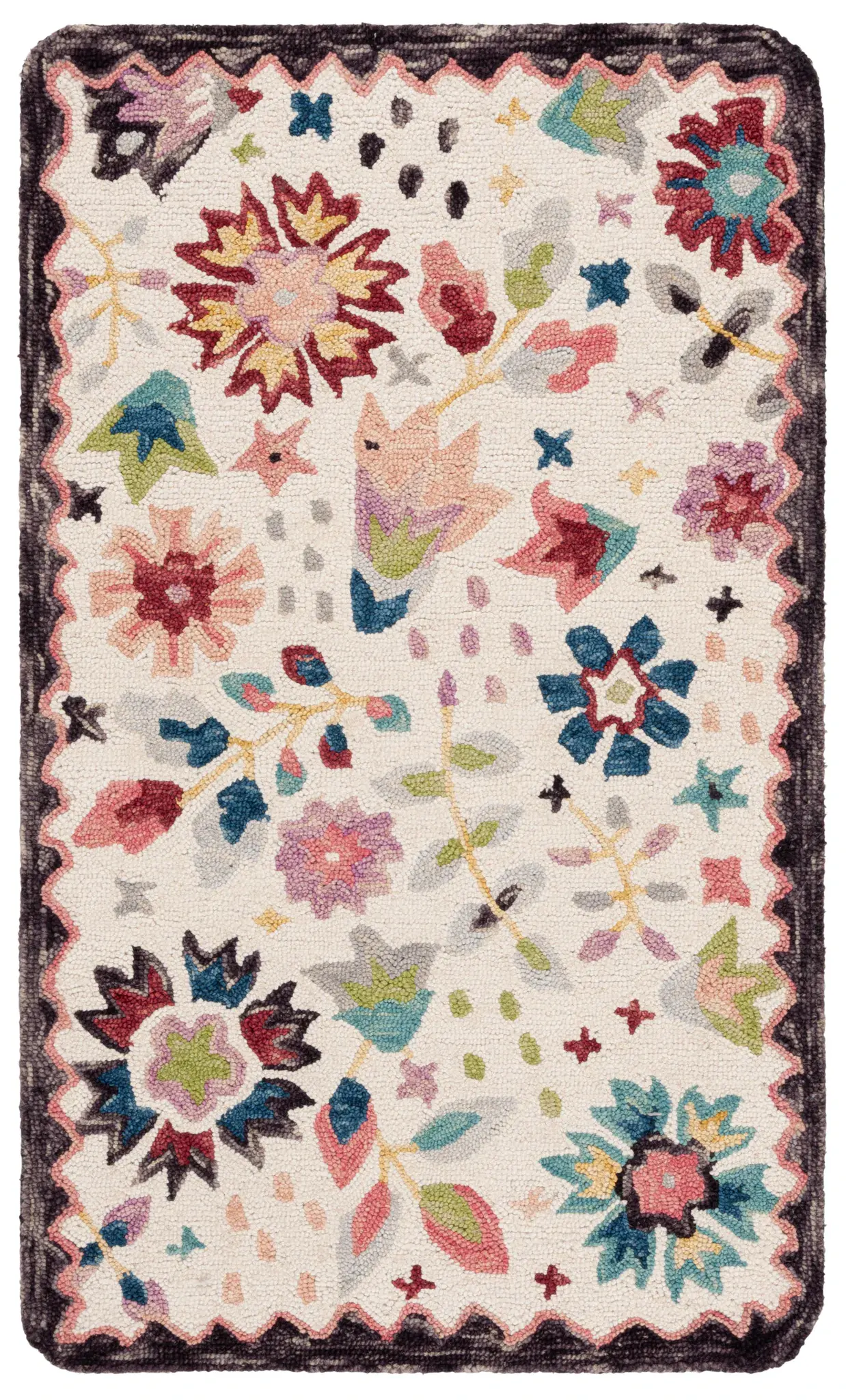 Jardin Wildflower Bordered Hand-Tufted Wool Rug