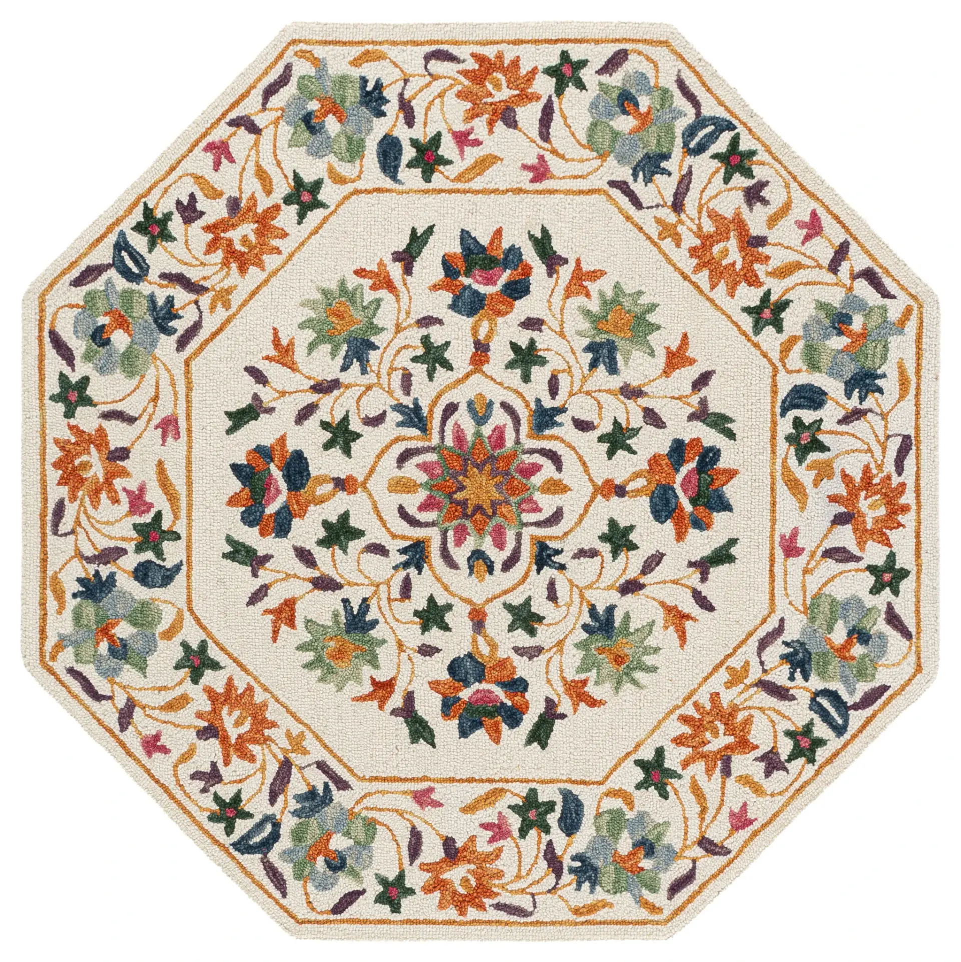 Jardin Octagonal Floral Hand-Tufted Wool Rug