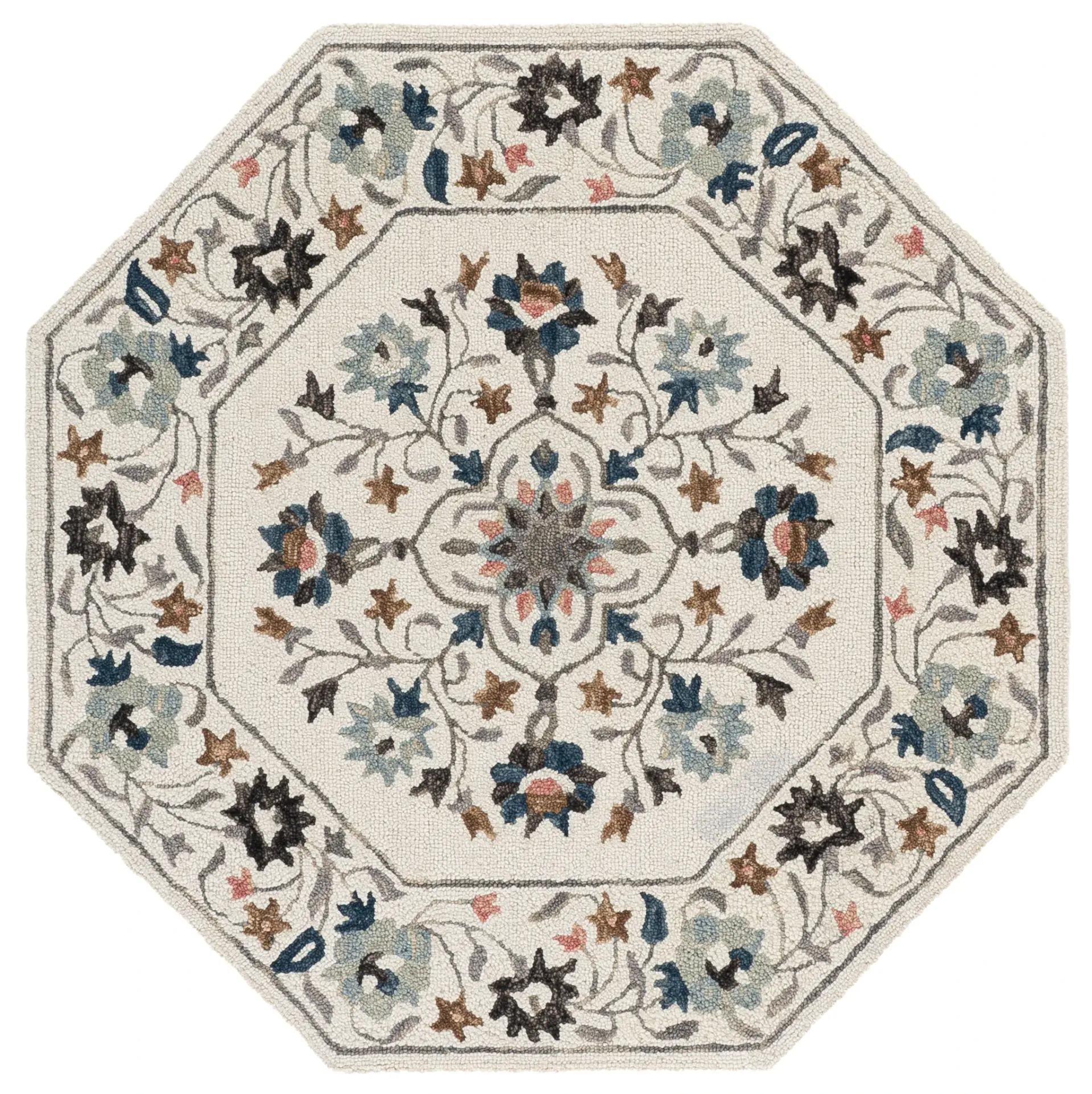 Jardin Octagonal Floral Hand-Tufted Wool Rug