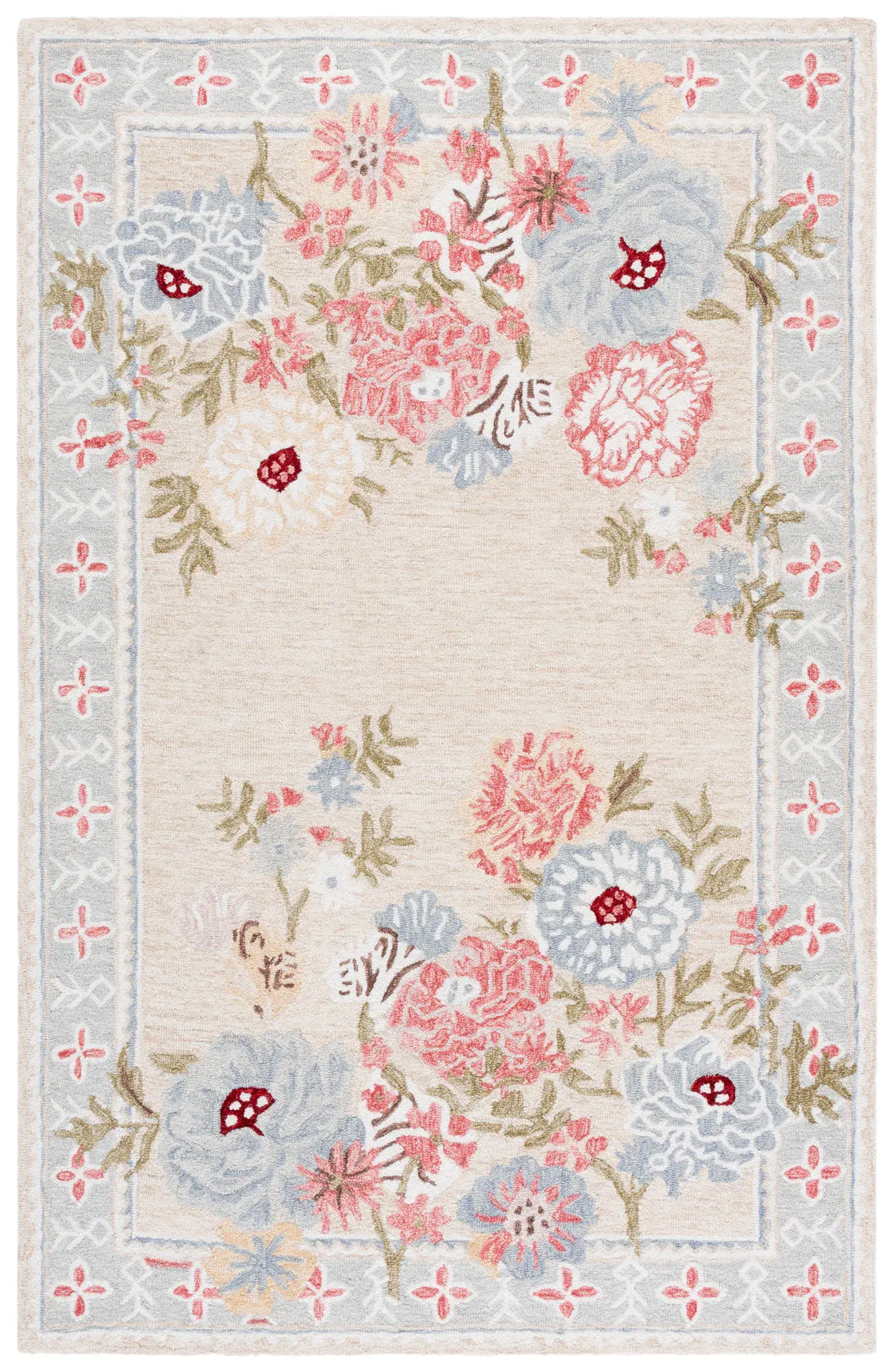 Jardin Floral Border Hand-Tufted Wool Rug
