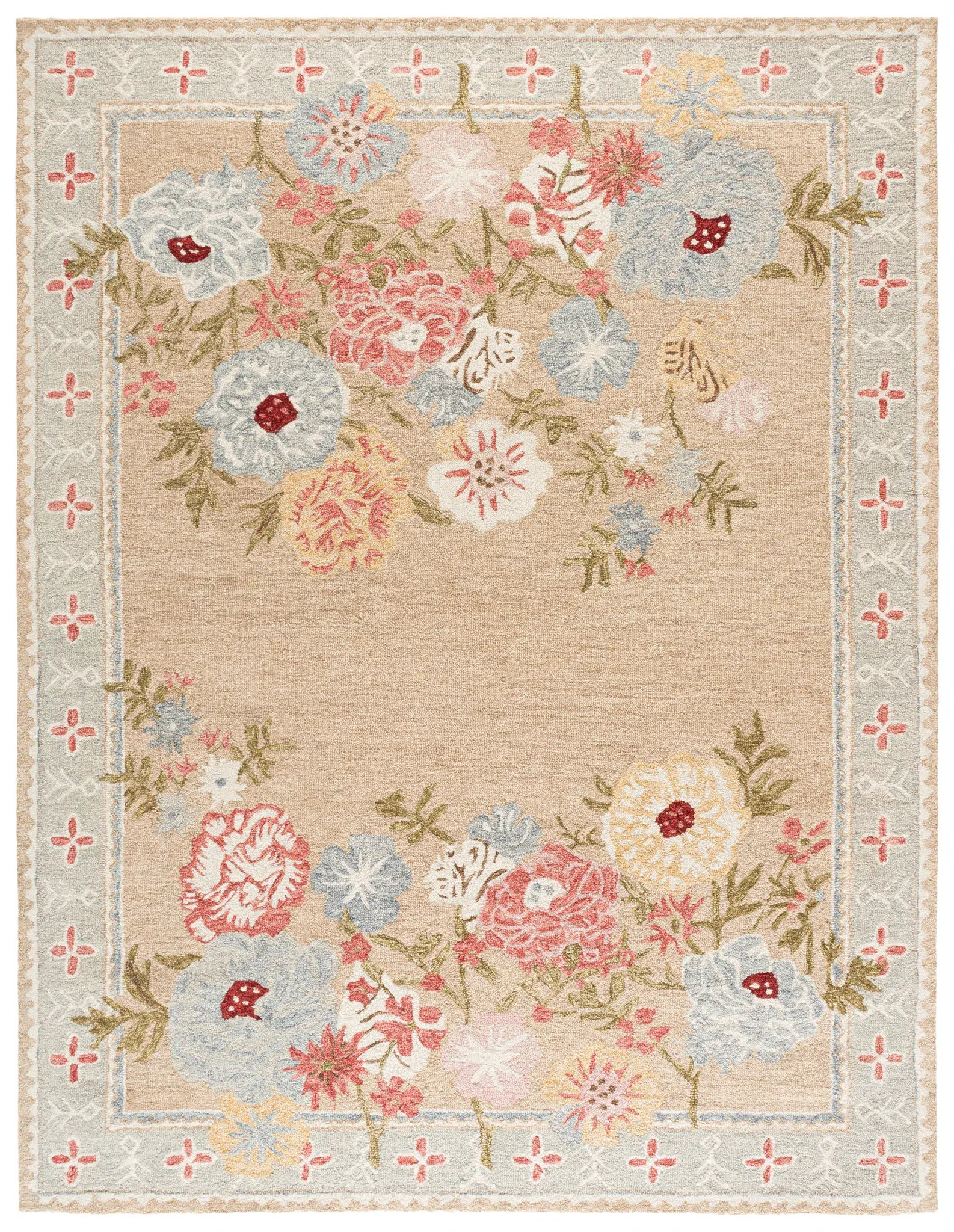 Jardin Floral Border Hand-Tufted Wool Rug