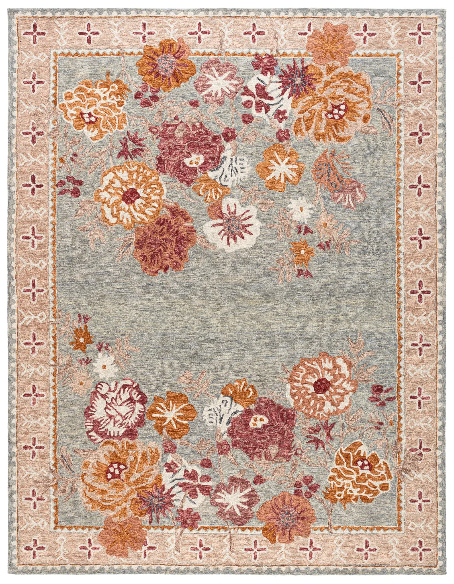 Jardin Floral Border Hand-Tufted Wool Rug