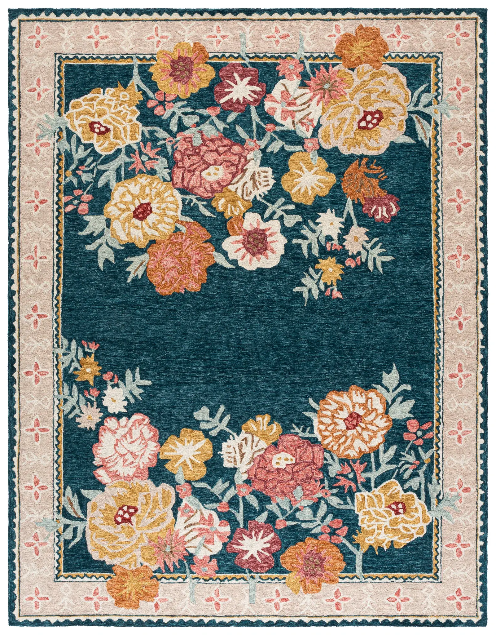 Jardin Floral Border Hand-Tufted Wool Rug