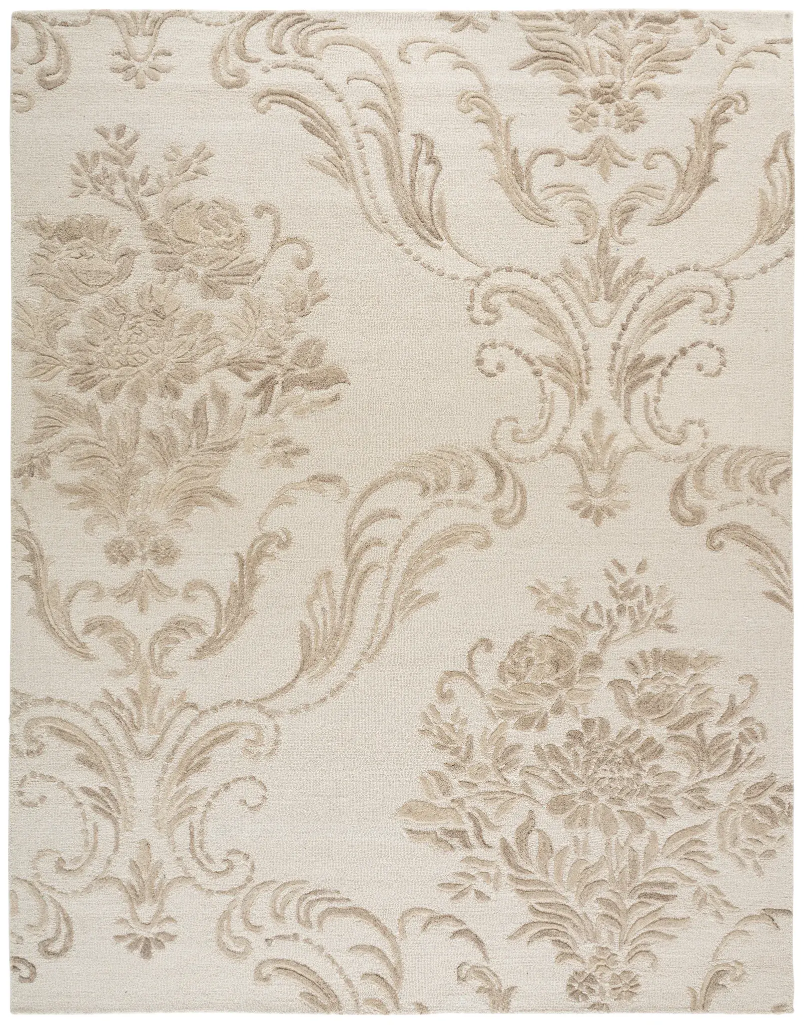 Jardin Damask Floral Hand-Tufted Wool Rug