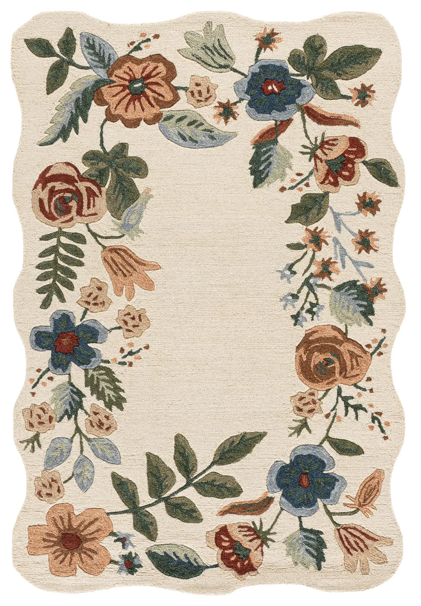 Jardin Scalloped Botanical Garland Hand-Tufted Wool Rug