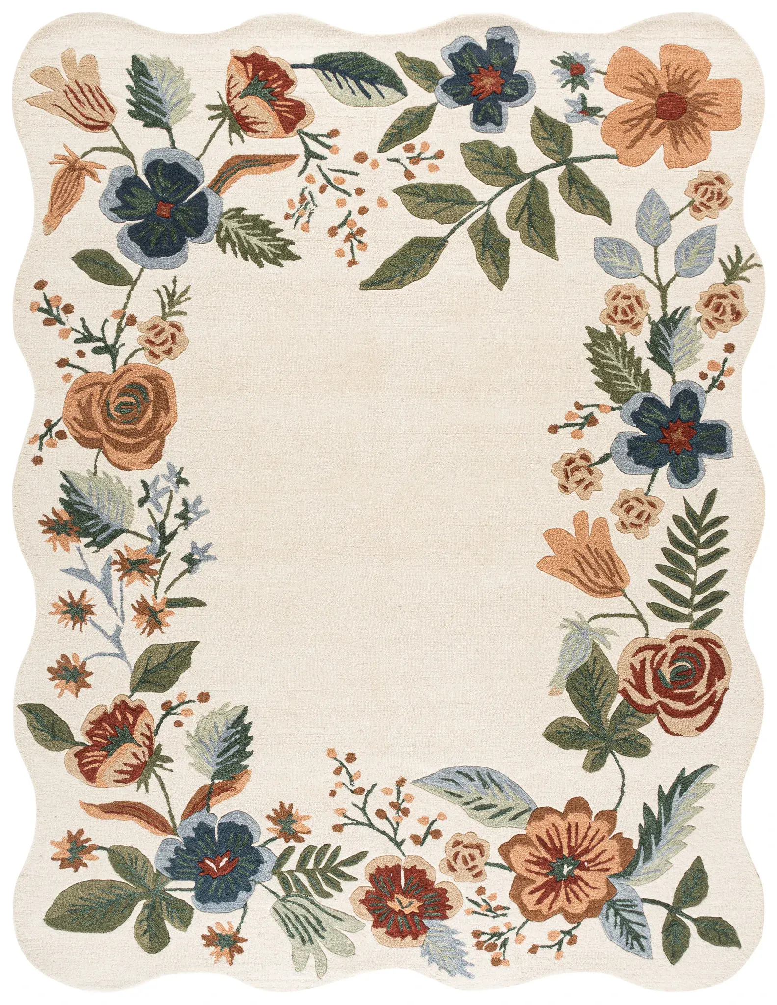 Jardin Scalloped Botanical Garland Hand-Tufted Wool Rug