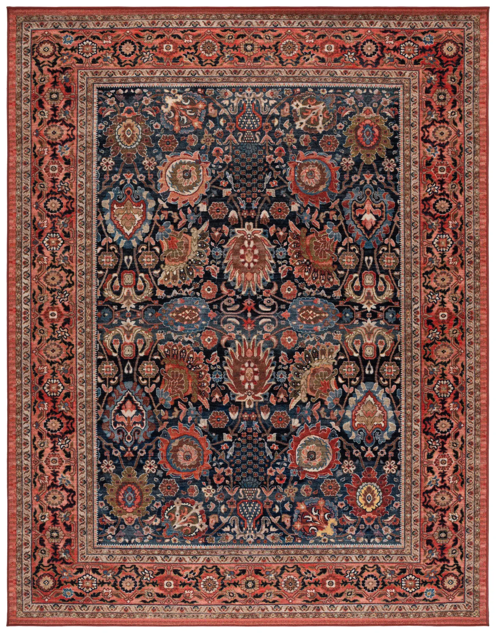 Journey Floral Bordered Washable Rug