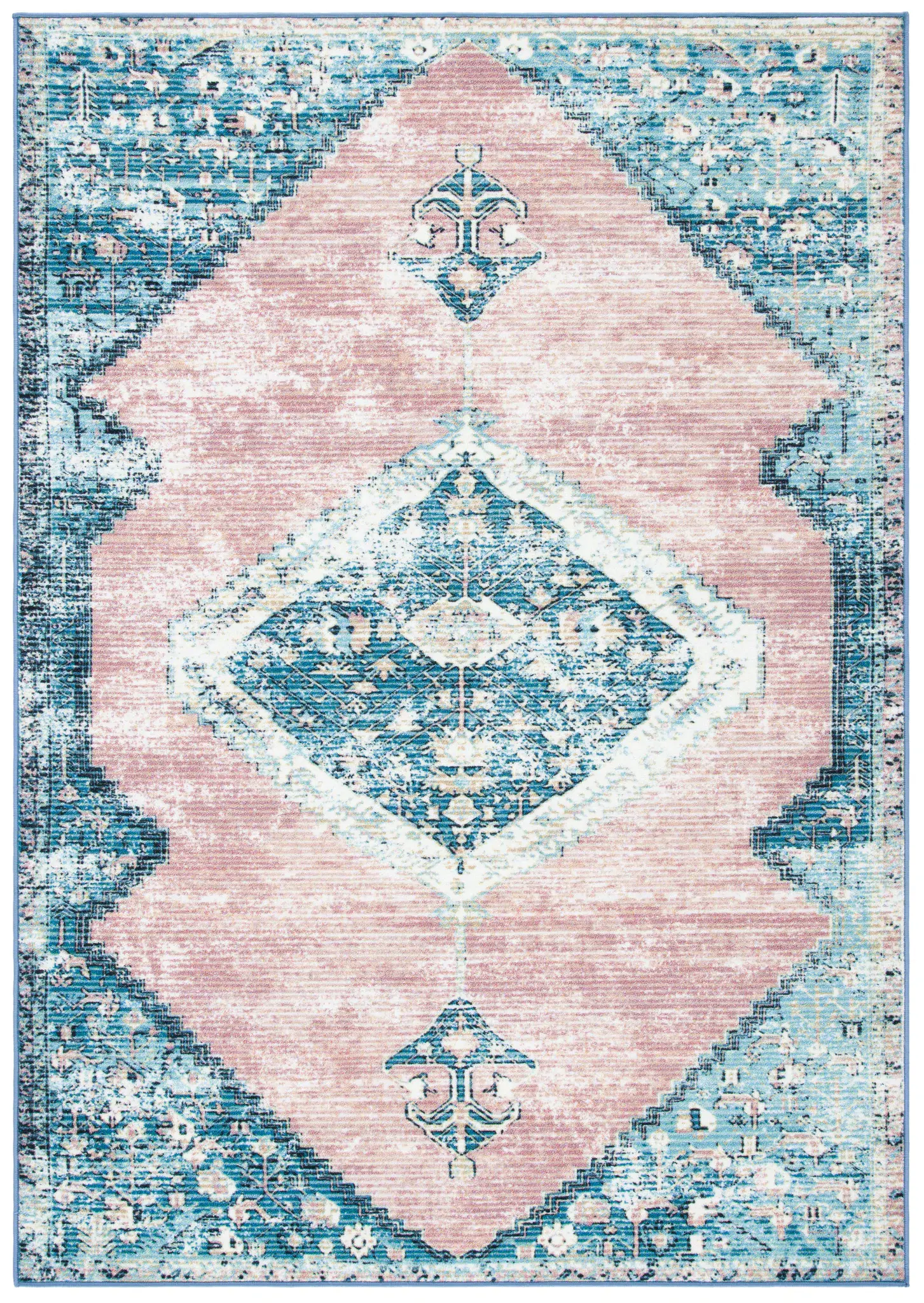 Journey Distressed Medallion Washable Rug