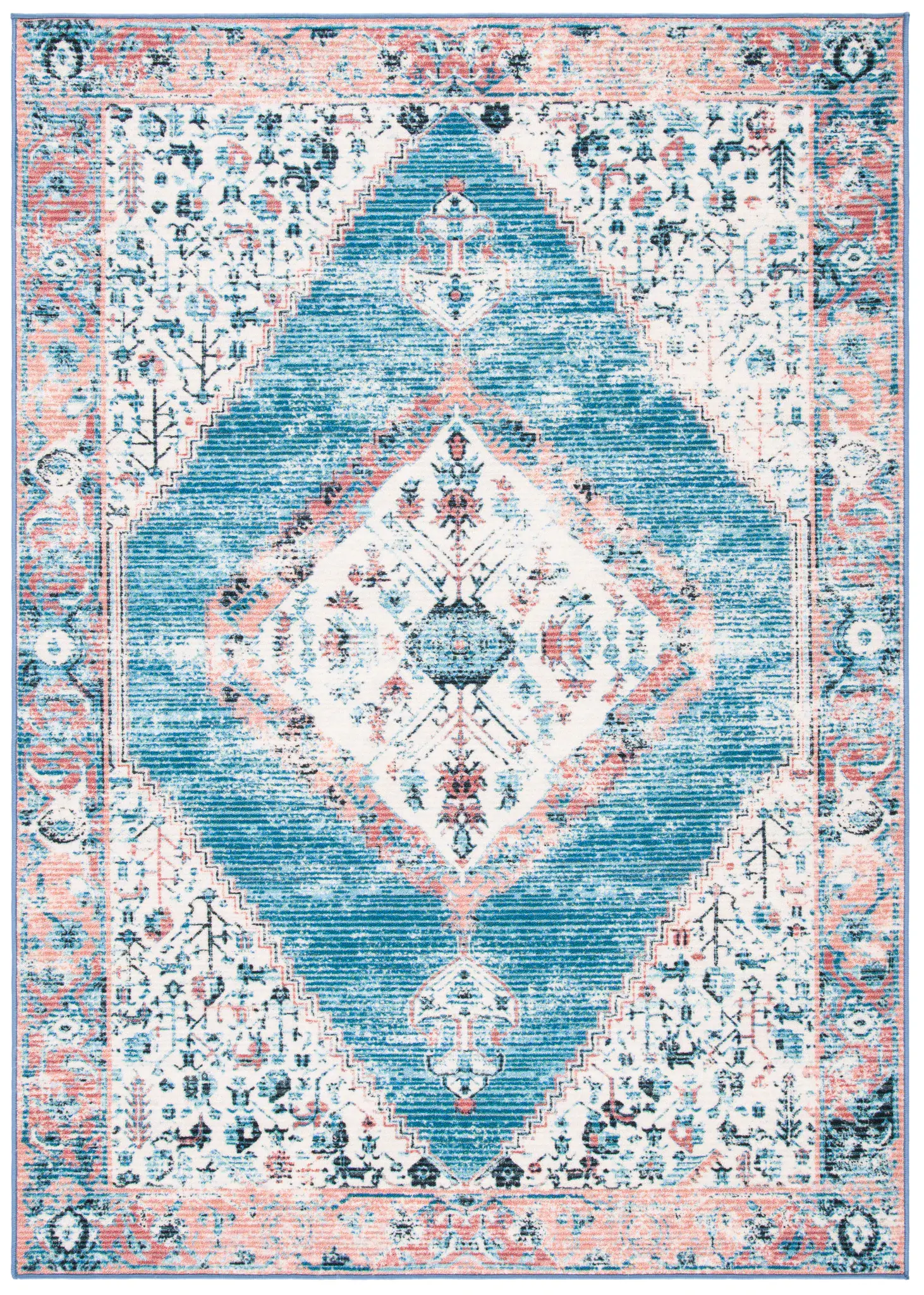 Journey Diamond Medallion Washable Rug