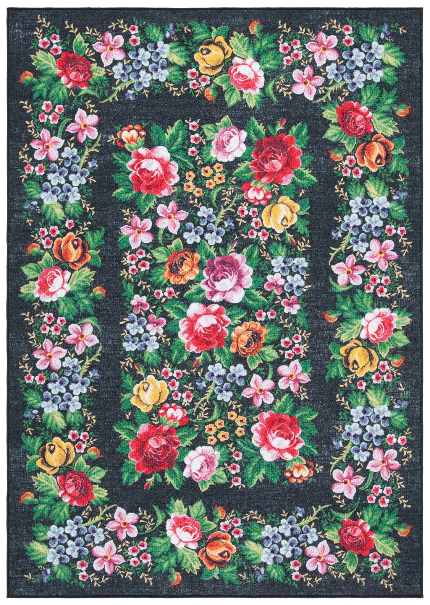 Journey Folk Floral Washable Rug