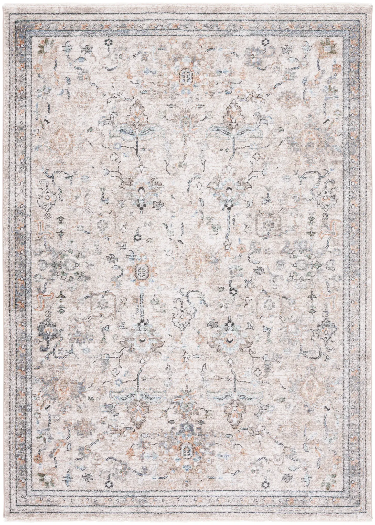 Jasmine Distressed Floral Border Rug