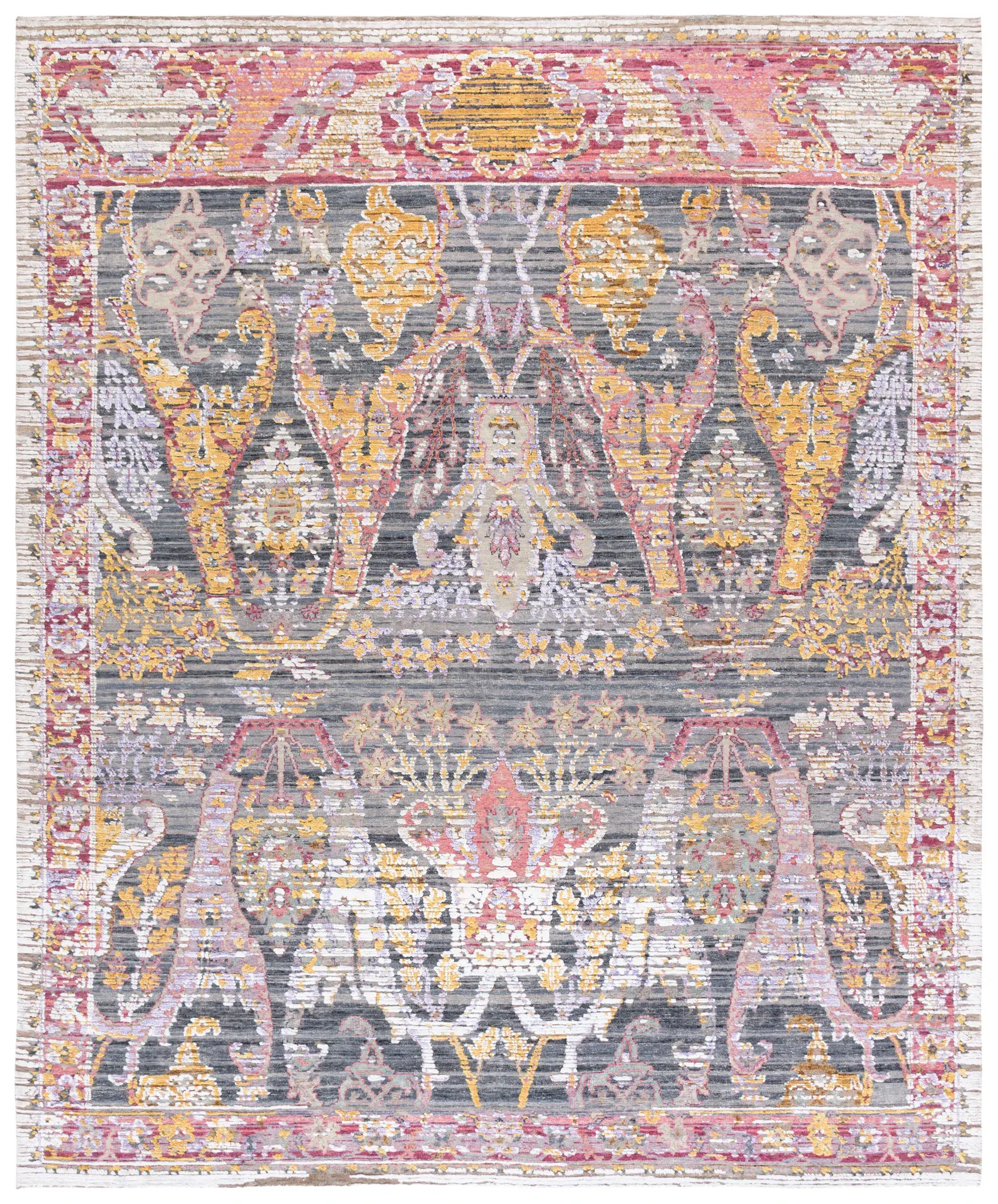 Jewel Of India Distressed Floral Hand-Knotted Rug