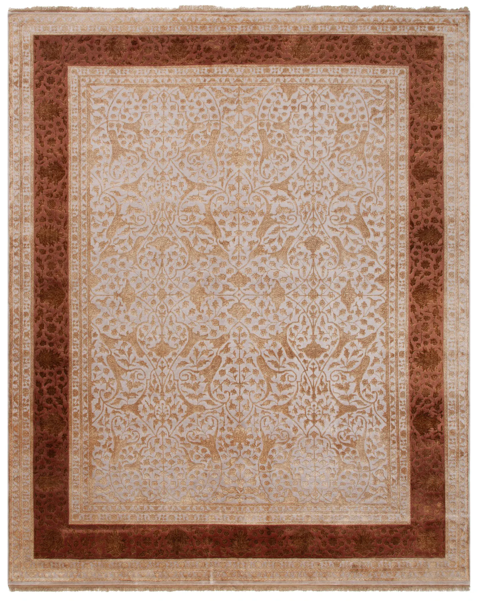 Jewel Of India Faded Floral Hand-Knotted Rug