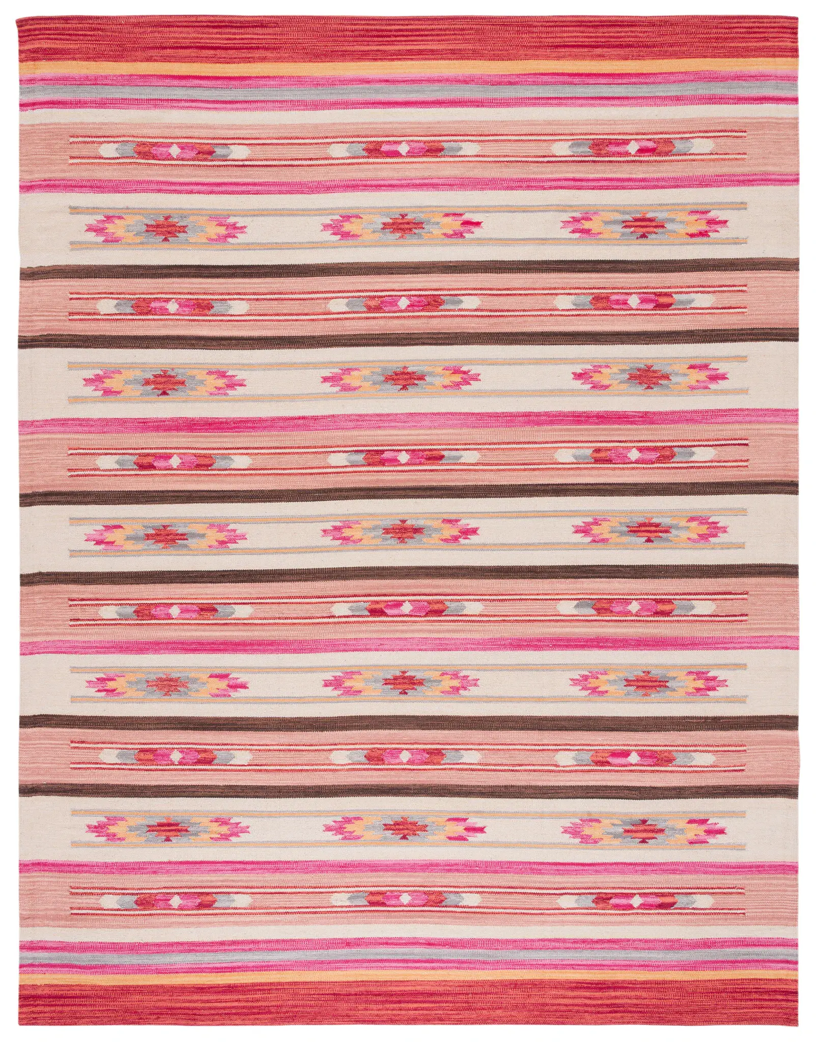 Cotton Kilim Striped Hand-Loomed Rug