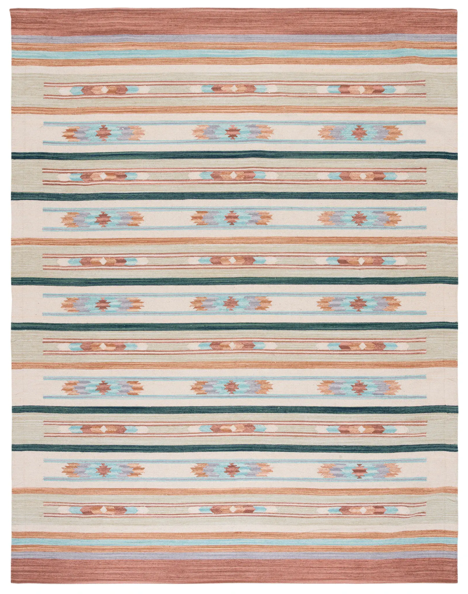 Cotton Kilim Striped Hand-Loomed Rug