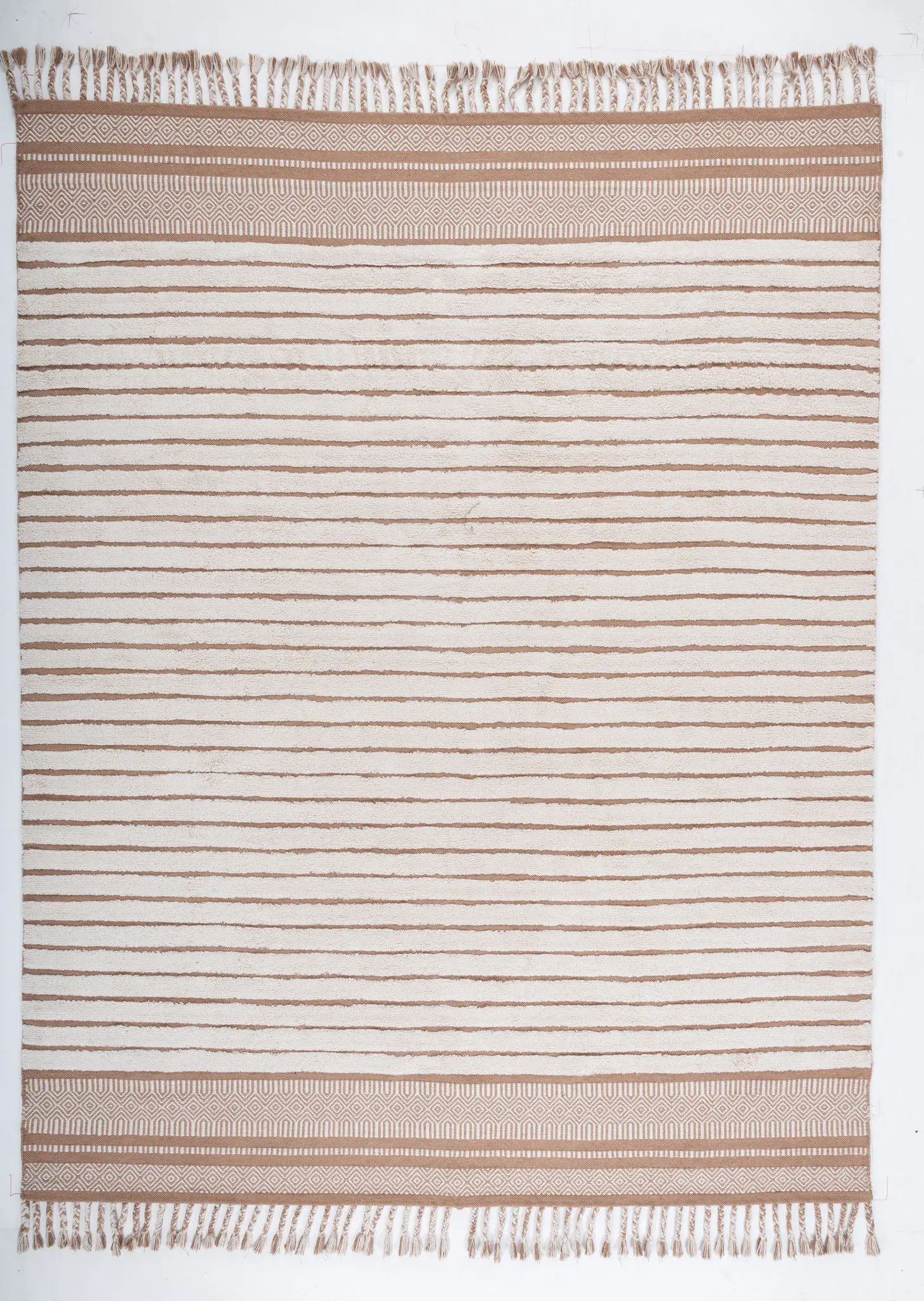 Kilim Collection Striped Border Hand-Woven Cotton Rug