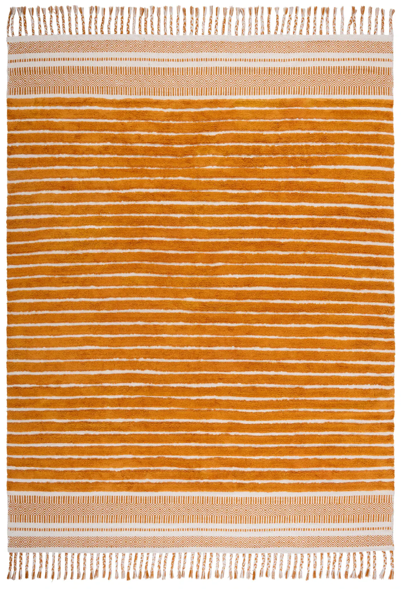 Kilim Collection Striped Border Hand-Woven Cotton Rug