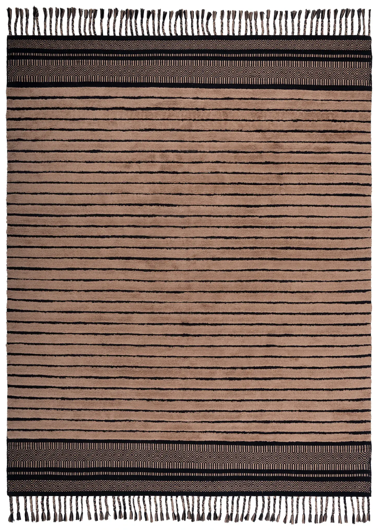 Kilim Collection Striped Border Hand-Woven Cotton Rug