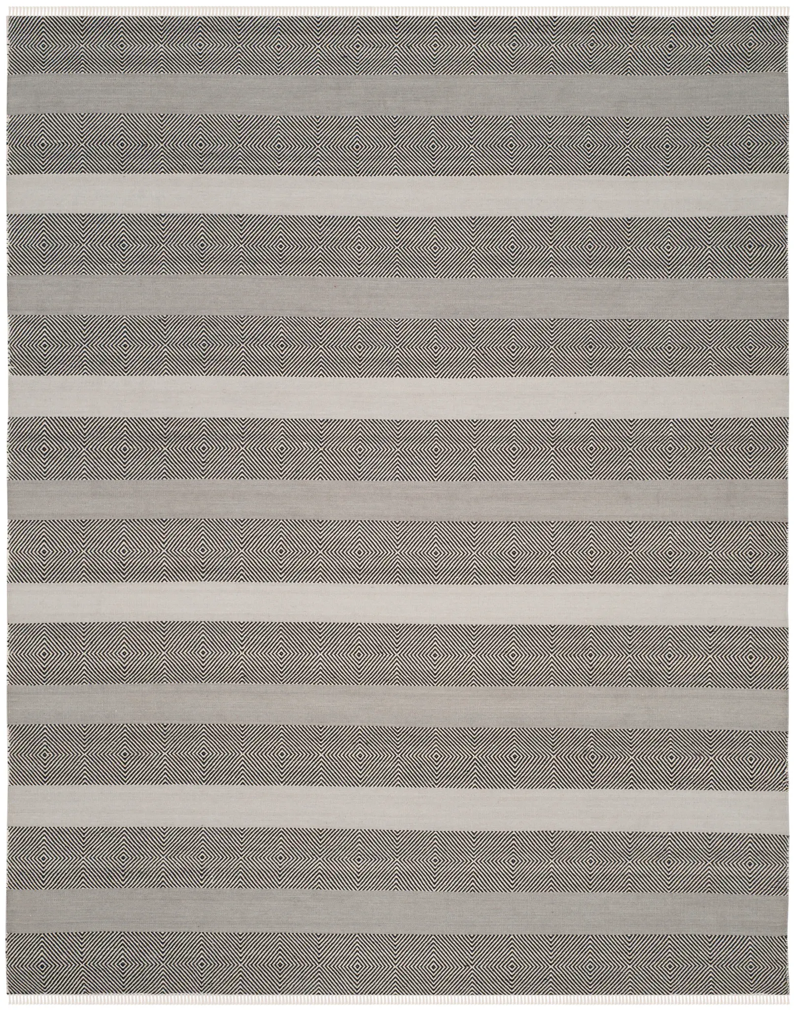 Kilim Scandinavian Striped Diamond Hand-Woven Wool Rug
