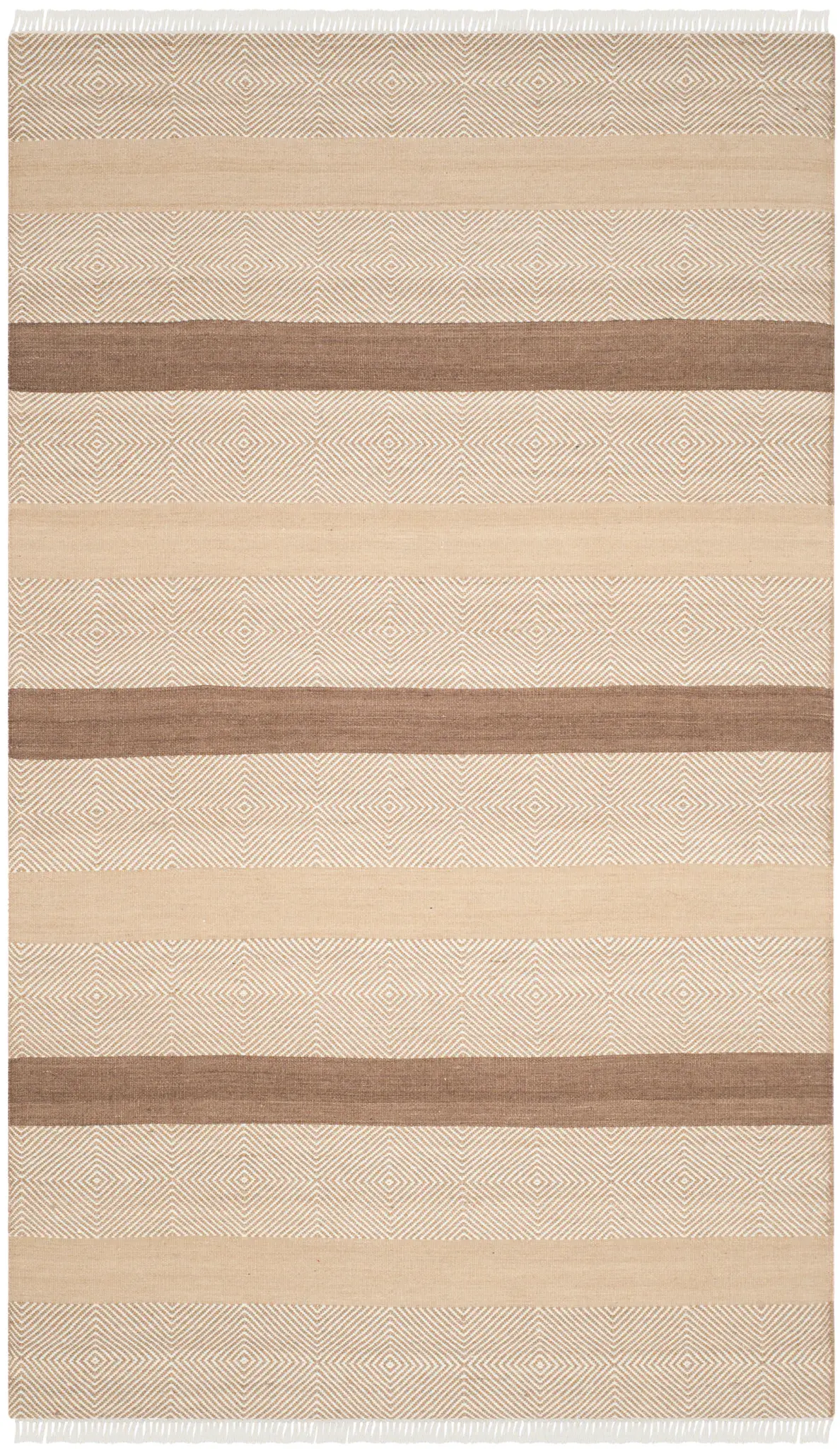 Kilim Scandinavian Striped Diamond Hand-Woven Wool Rug