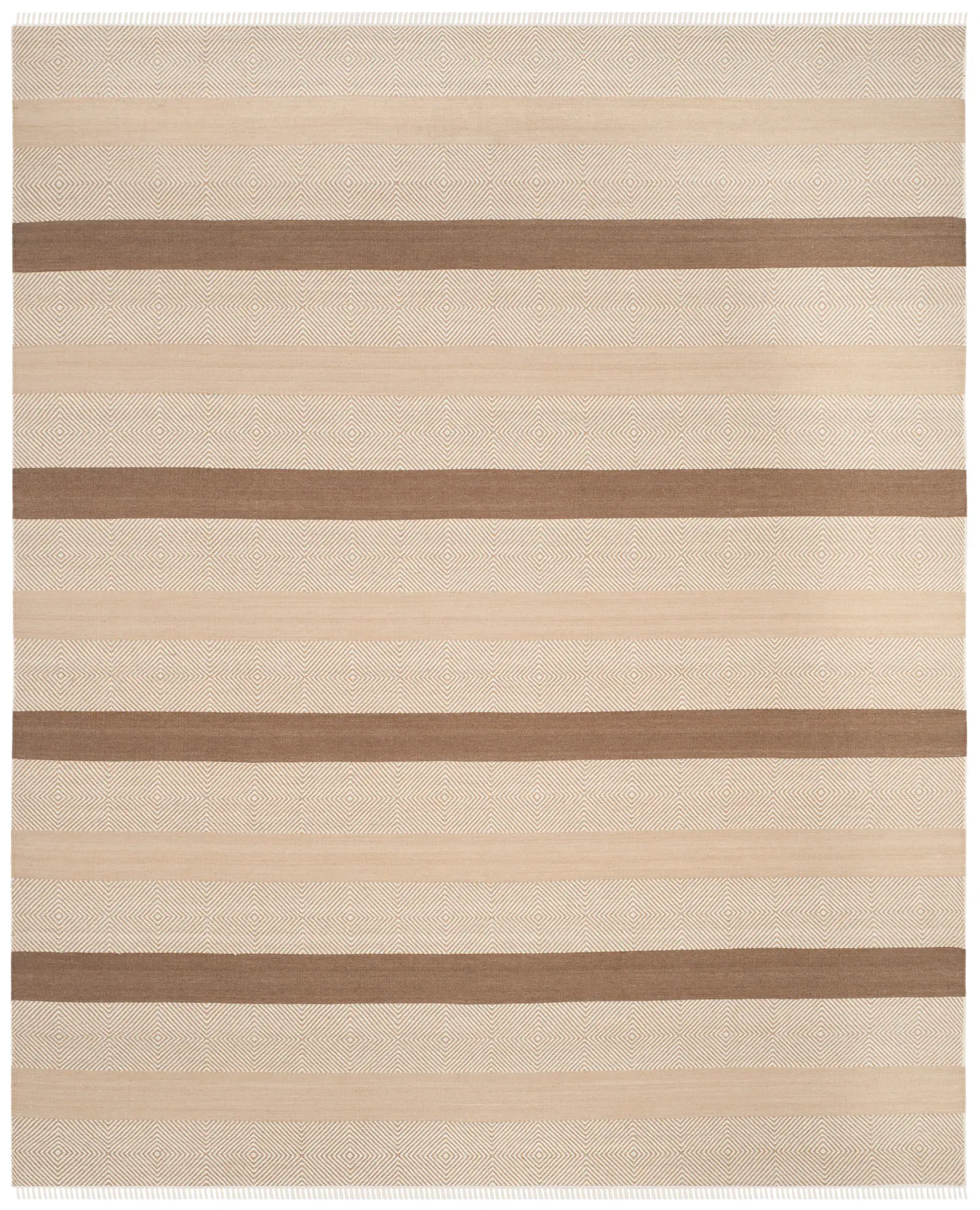 Kilim Scandinavian Striped Diamond Hand-Woven Wool Rug