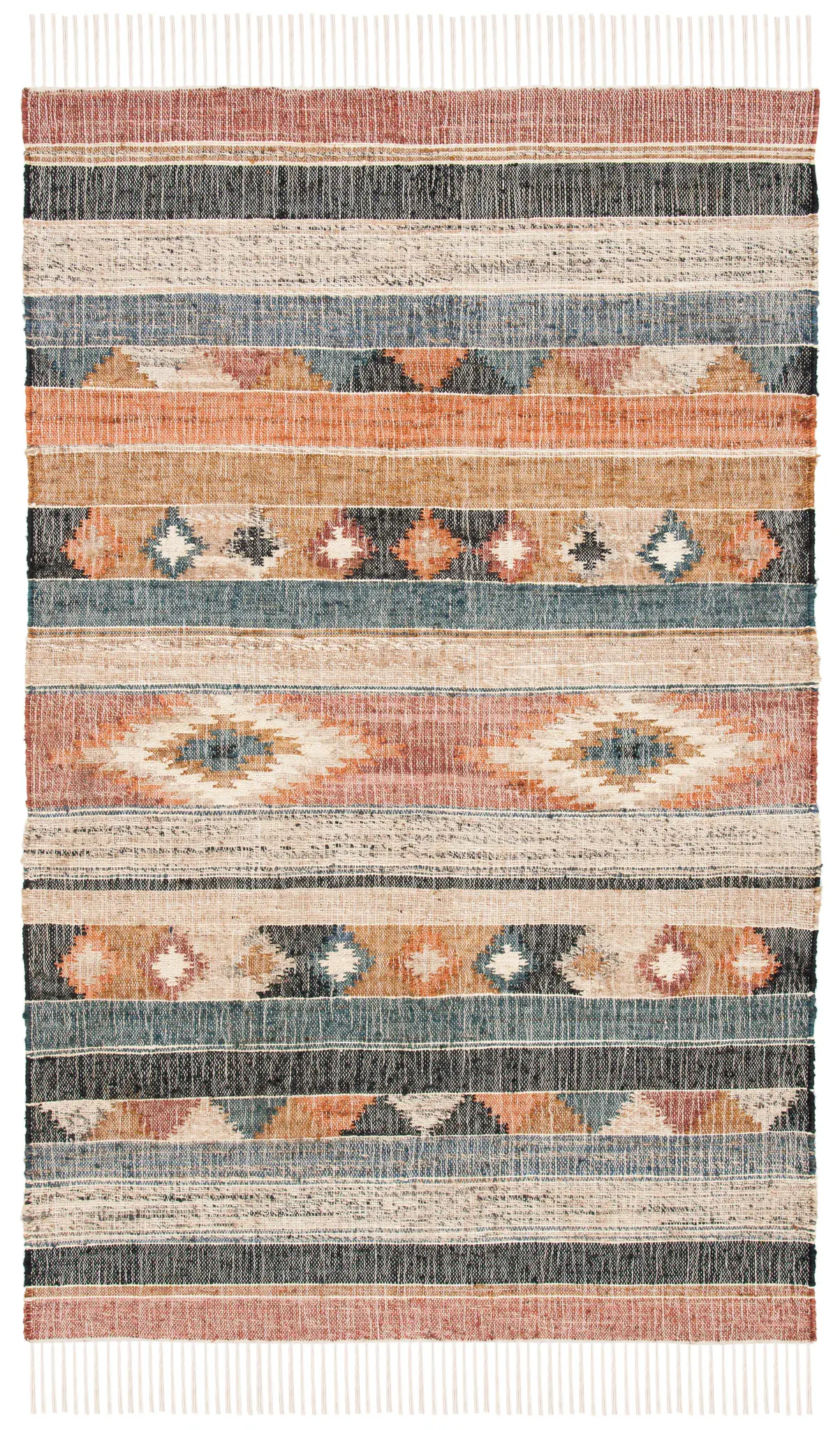 Kilim Banded Diamond Flatweave Jute Rug