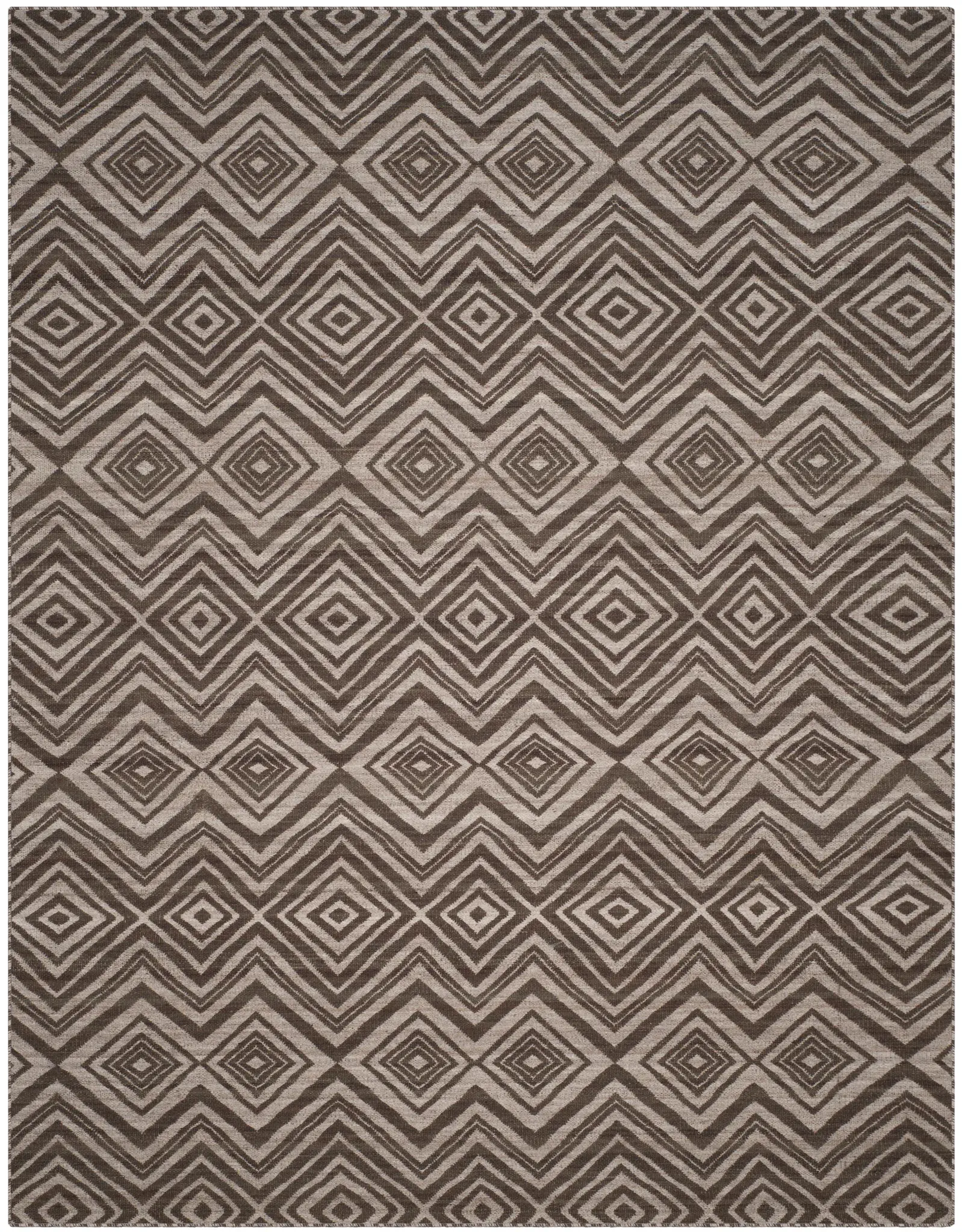 Kilim Chevron Diamond Hand-Woven Wool Rug