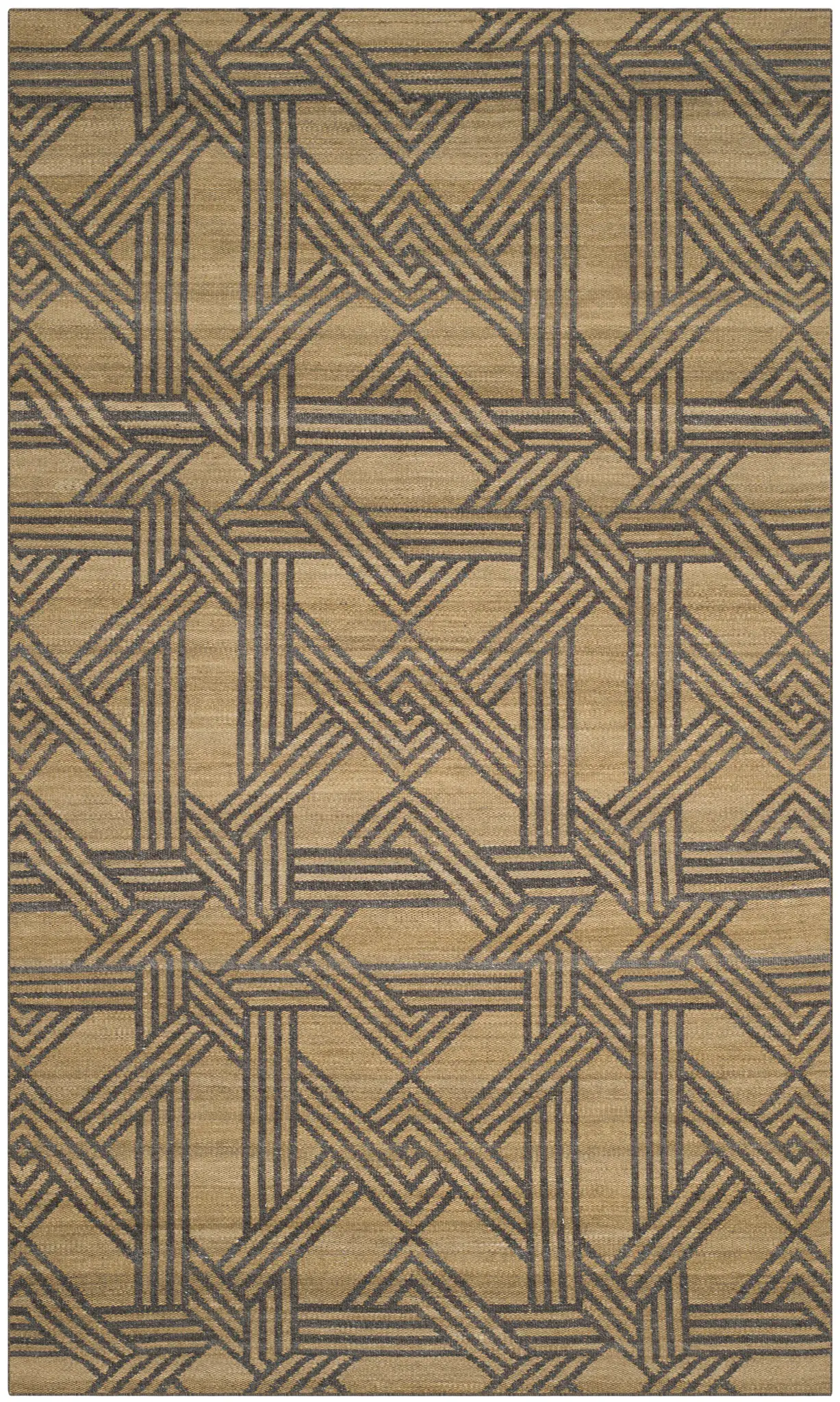 Kilim Interlocking Maze Hand-Woven Wool Rug