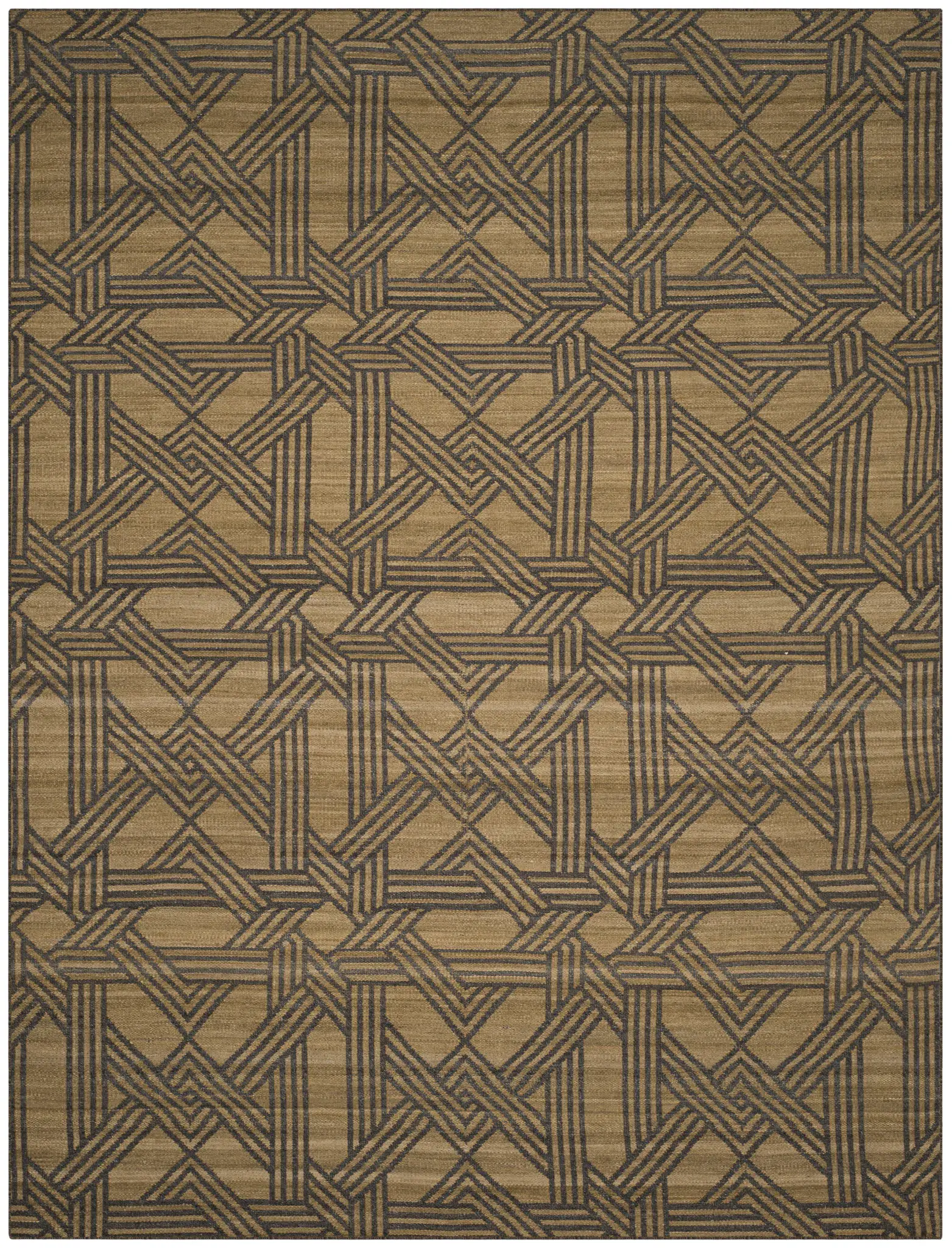 Kilim Interlocking Maze Hand-Woven Wool Rug