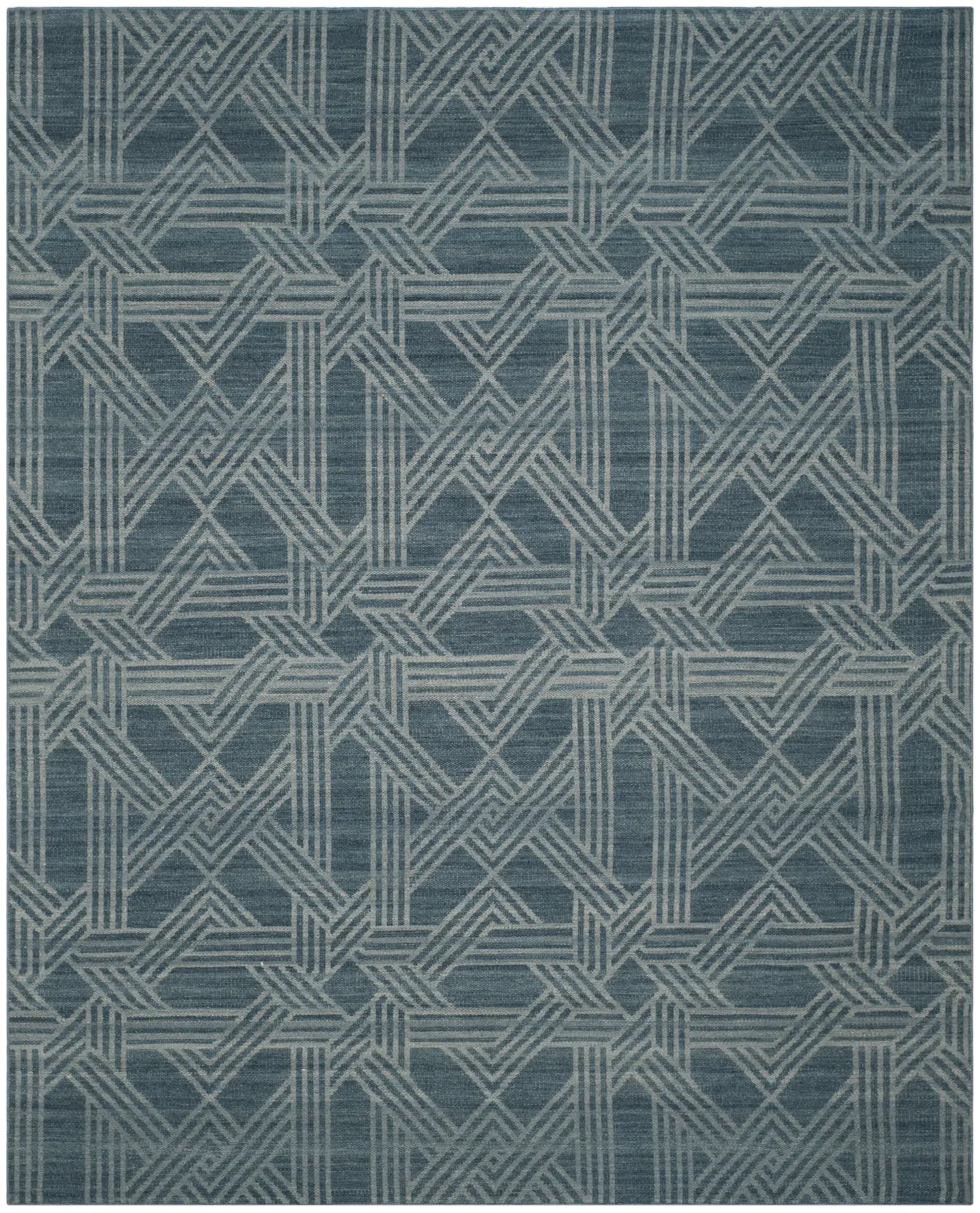 Kilim Interlocking Maze Hand-Woven Wool Rug