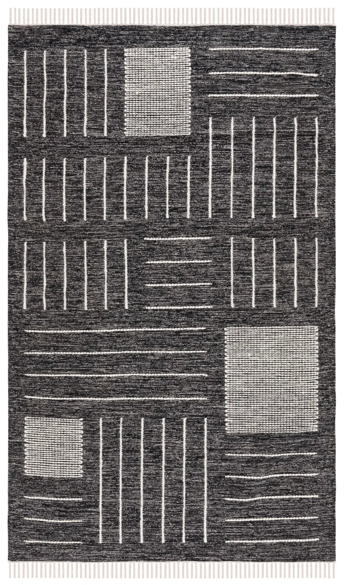 Kilim Block And Stripe Hand-Woven Cotton Rug