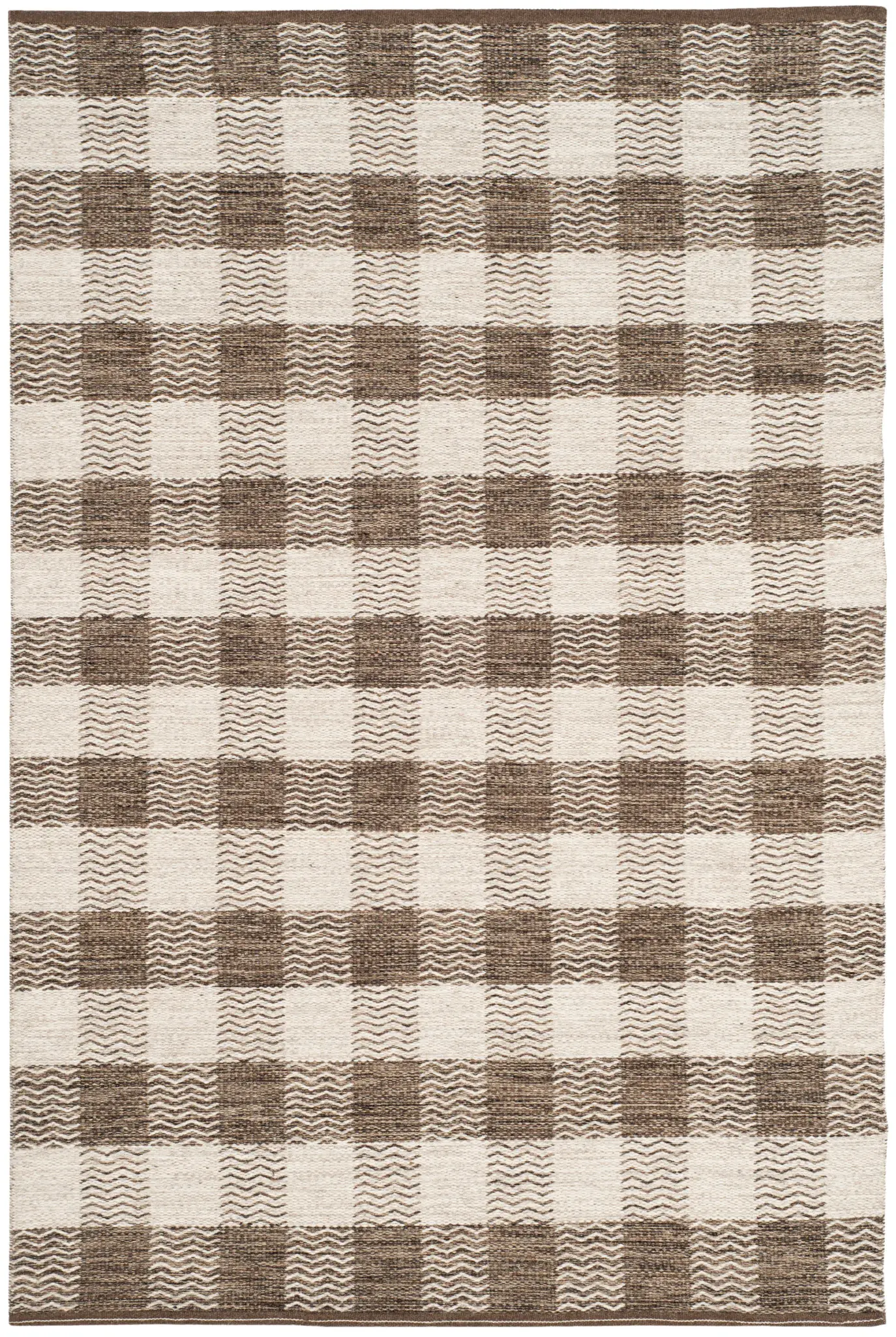 Kilim Checkered Hand-Woven Wool Rug