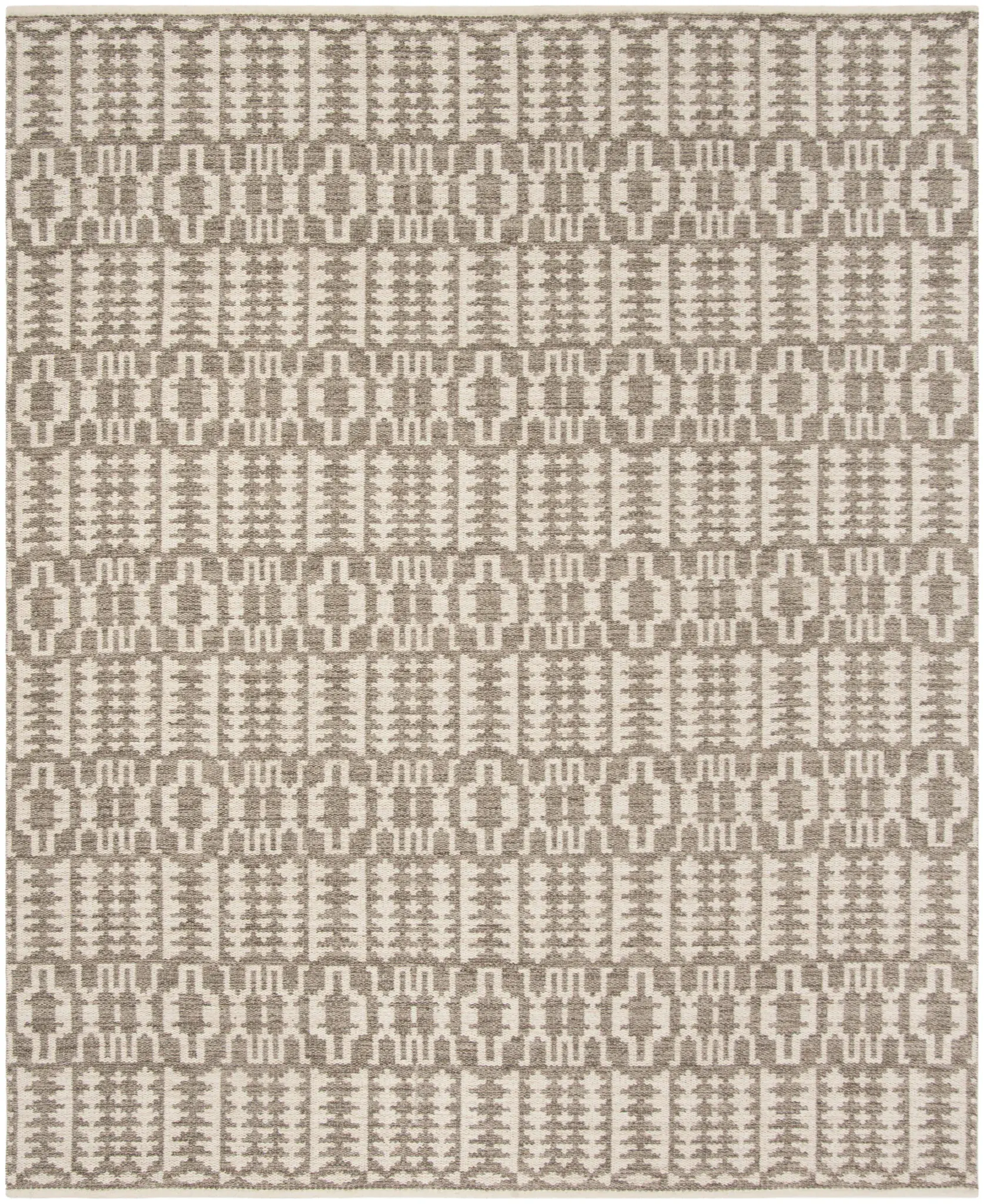 Kilim Banded Geometric Hand-Woven Wool Rug