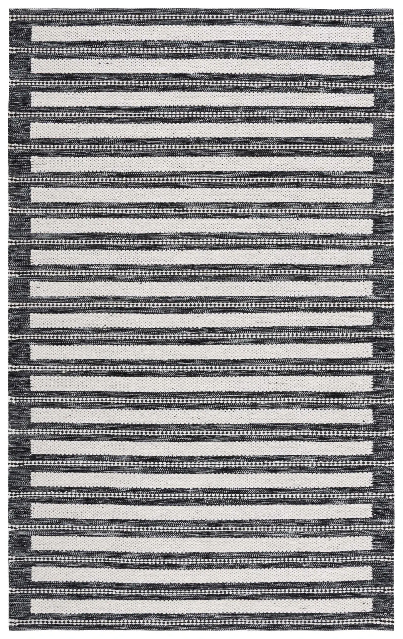 Kilim Bordered Stripe Hand-Woven Rug
