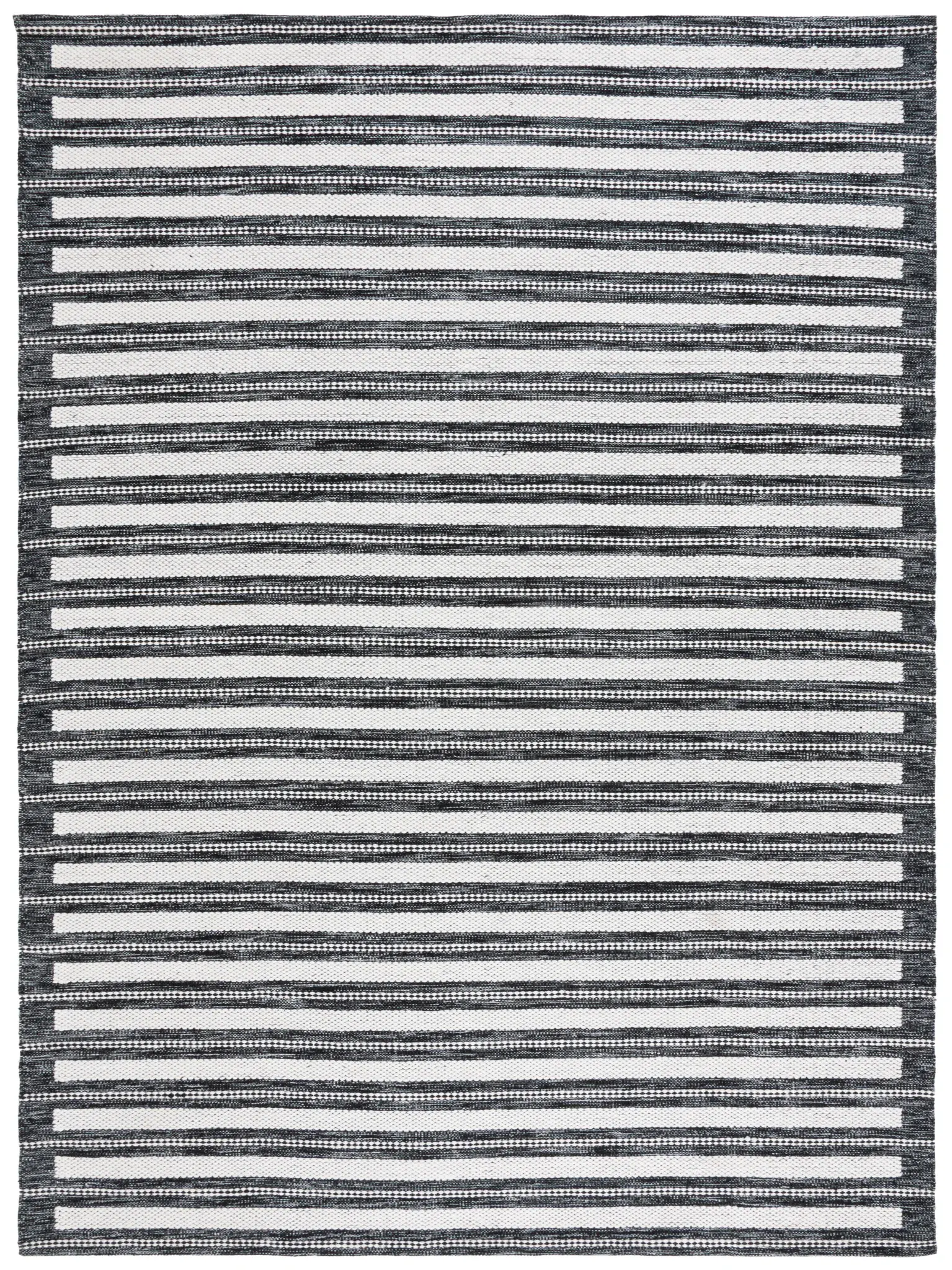 Kilim Bordered Stripe Hand-Woven Rug