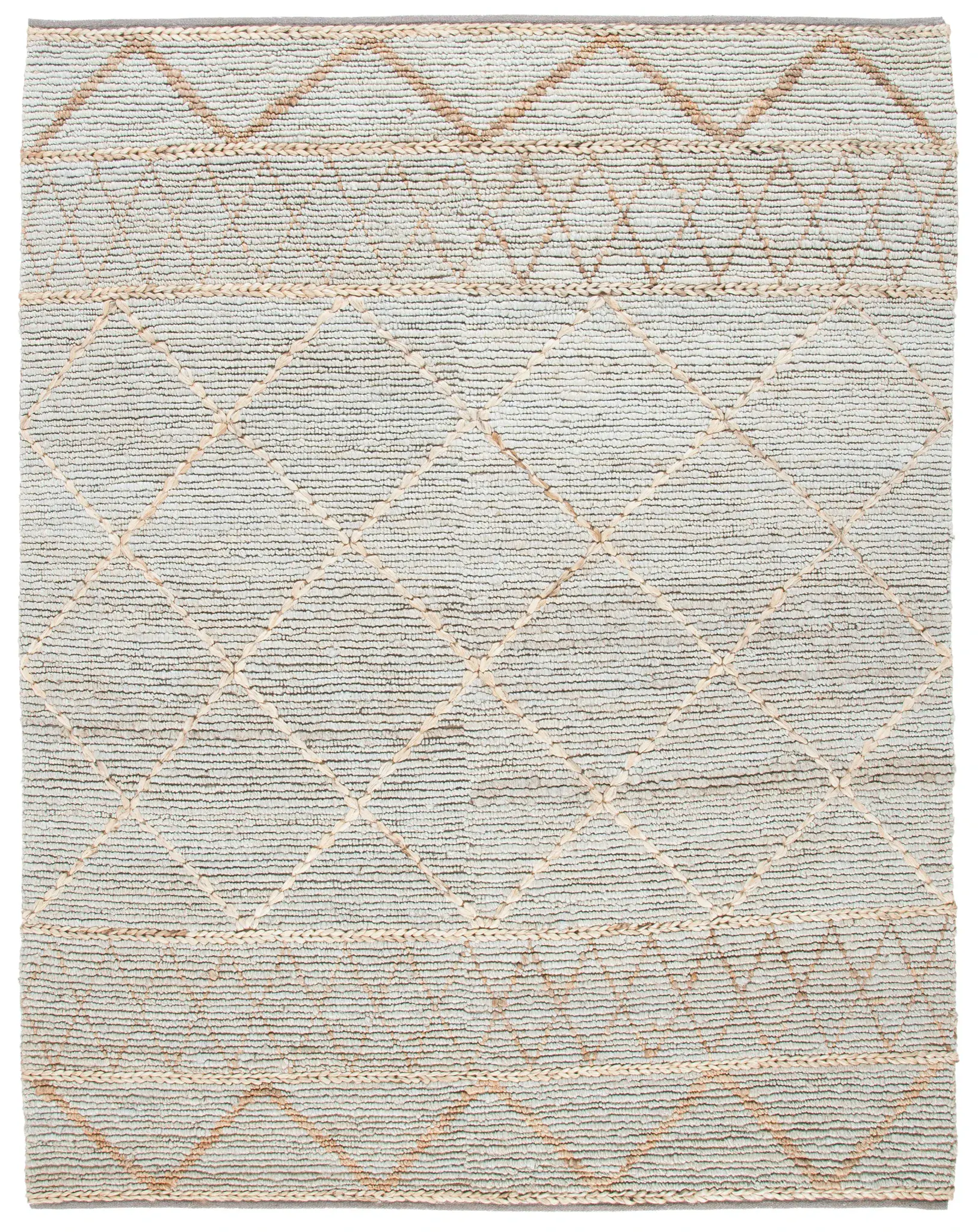 Kilim Coastal Diamond Lattice Hand-Woven Jute Rug