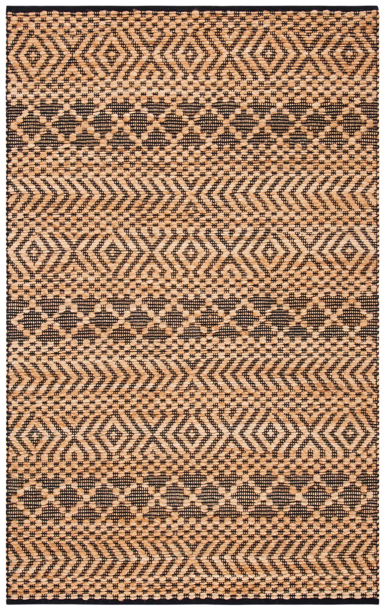 Kilim Banded Diamond Hand-Woven Jute Rug