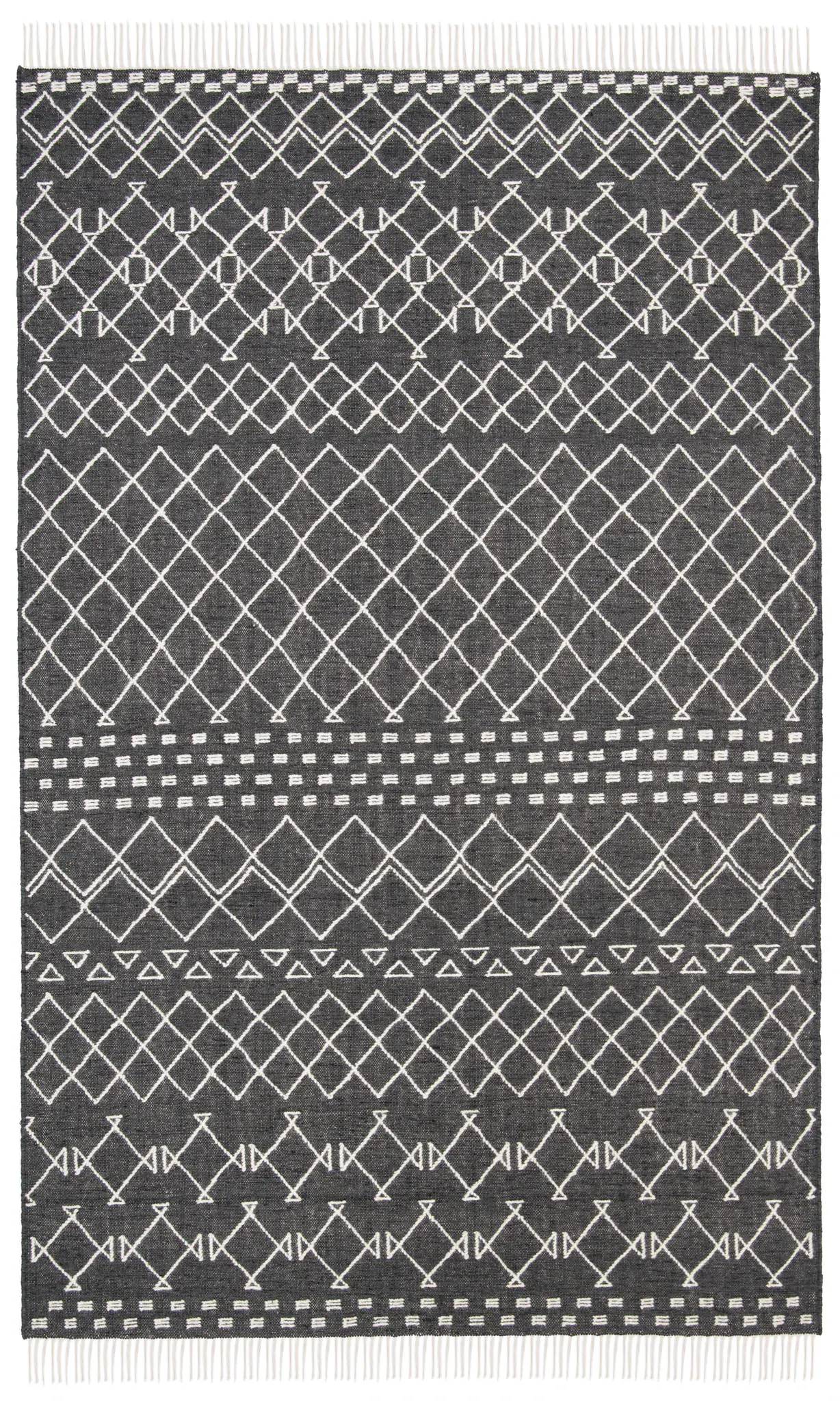 Kilim Banded Diamond Hand-Loomed Wool Rug