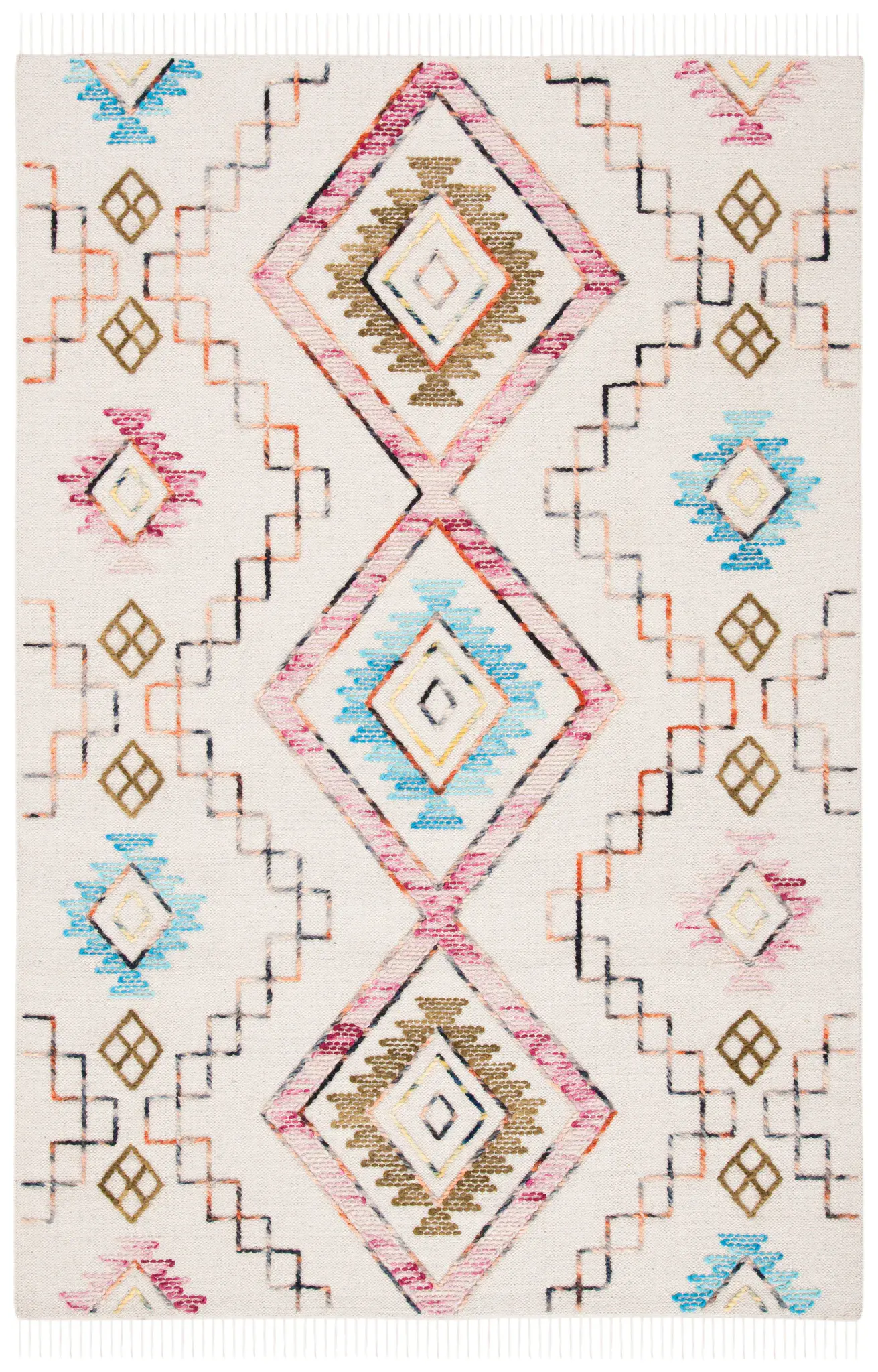 Kilim Boho Diamond Flatweave Wool Rug