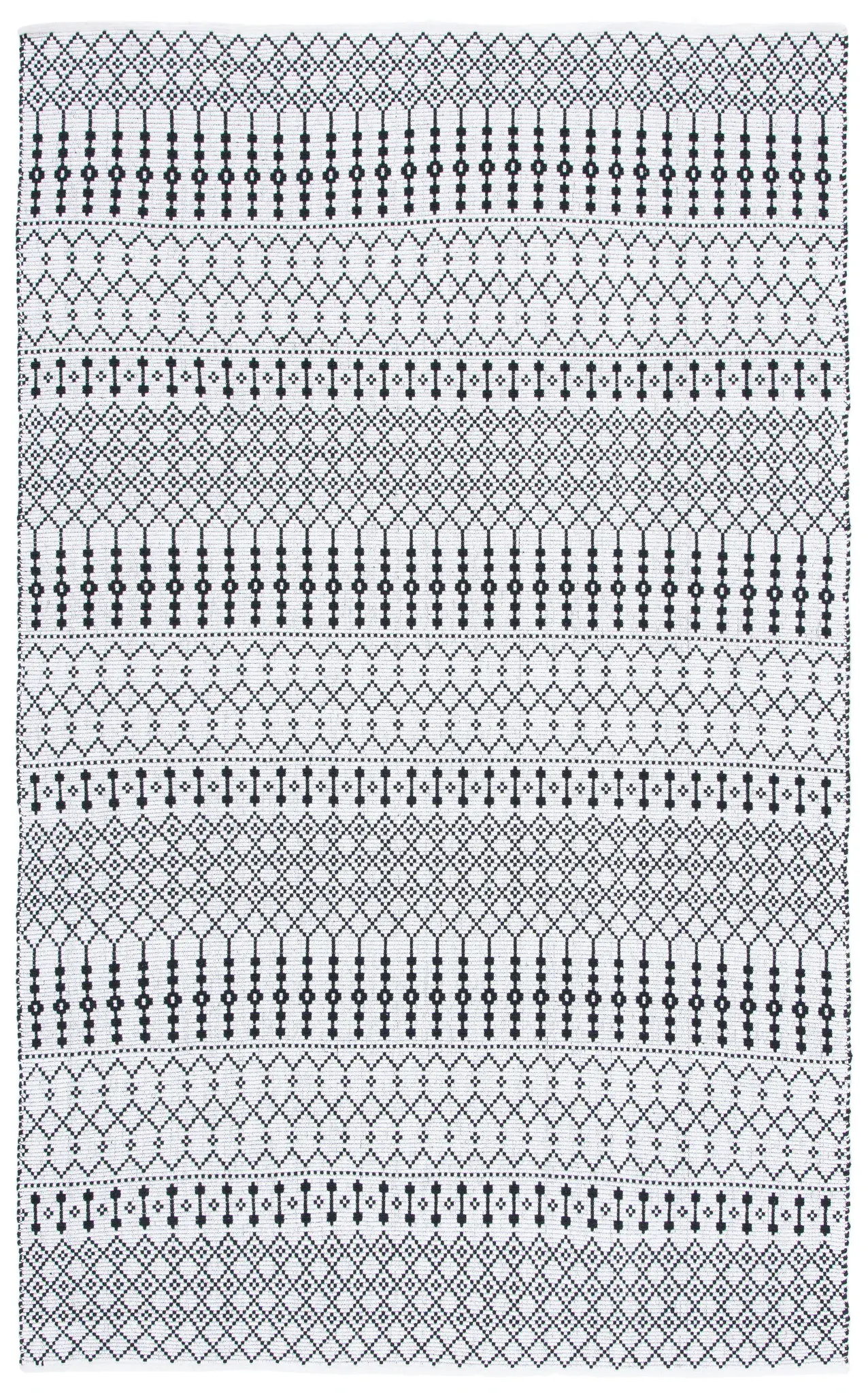 Kilim Banded Diamond Flatweave Cotton Rug