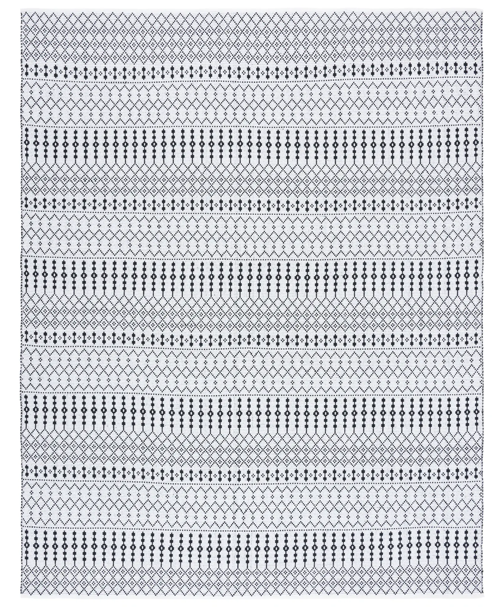 Kilim Banded Diamond Flatweave Cotton Rug